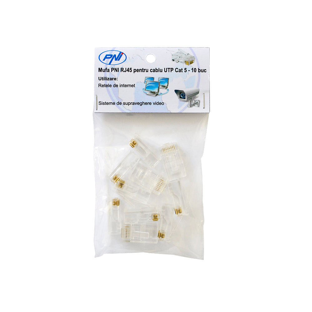 Mufa PNI RJ45 pentru cablu UTP Cat5 set 10 buc