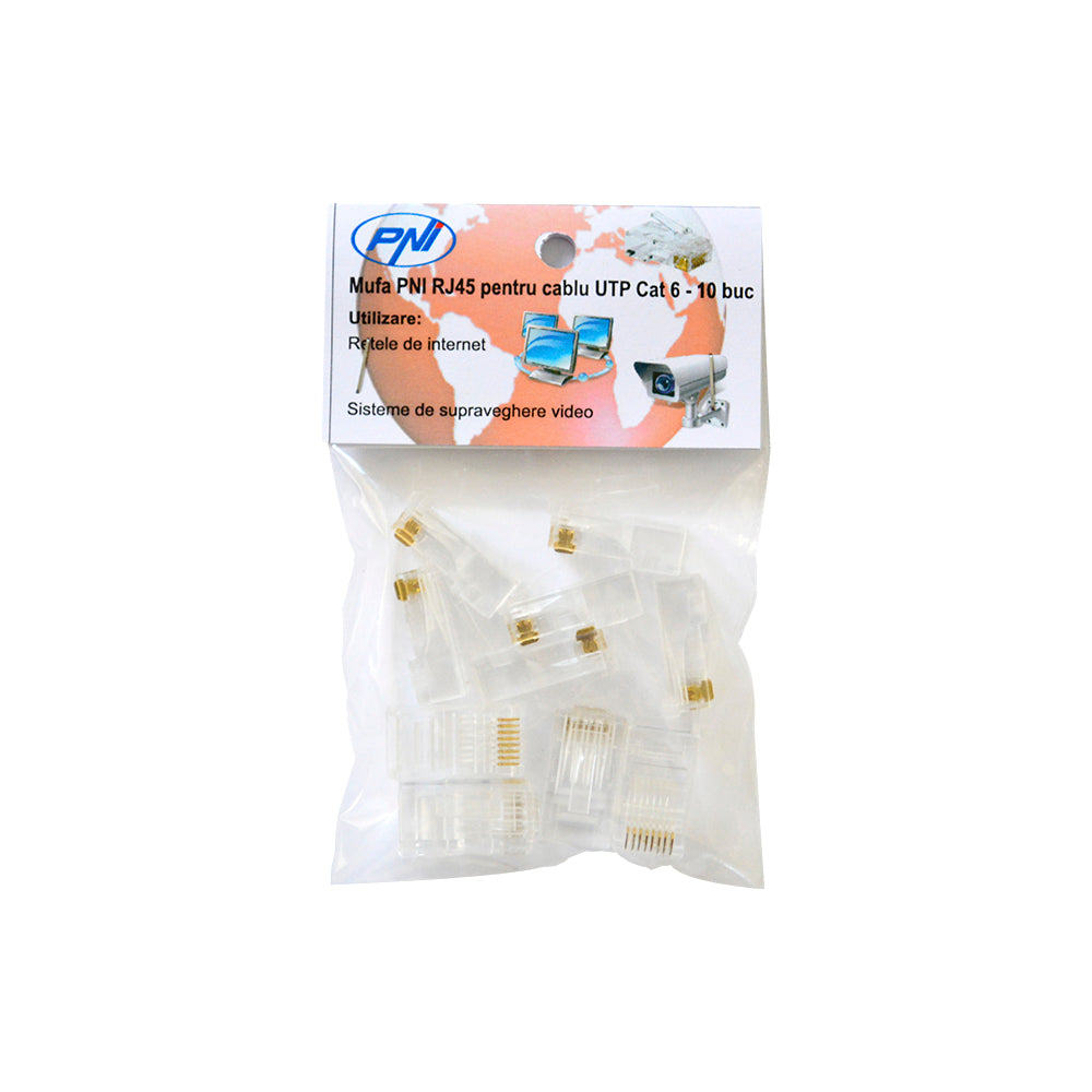 Mufa PNI RJ45 pentru cablu UTP Cat6 set 10 bucati