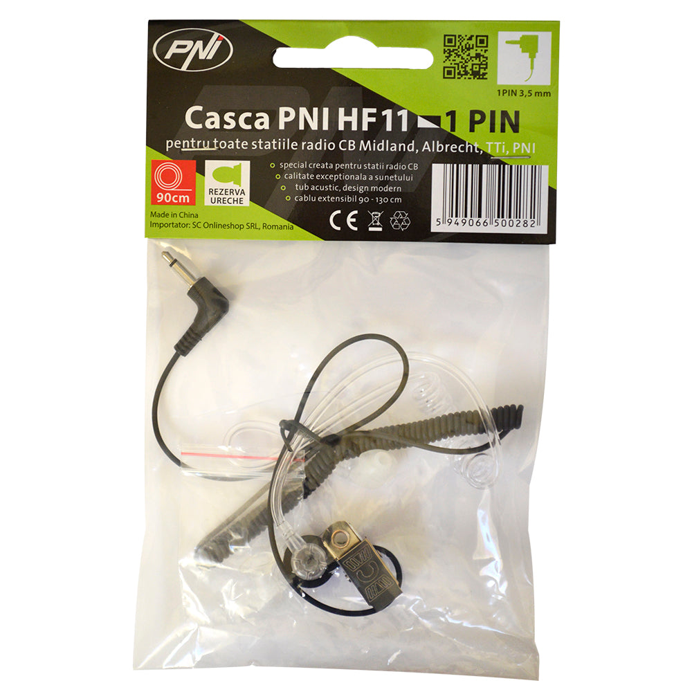 Statie radio CB PNI Escort HP 8024 ASQ alimentare 12V-24V + Casca PNI HF11 cu 1 pin