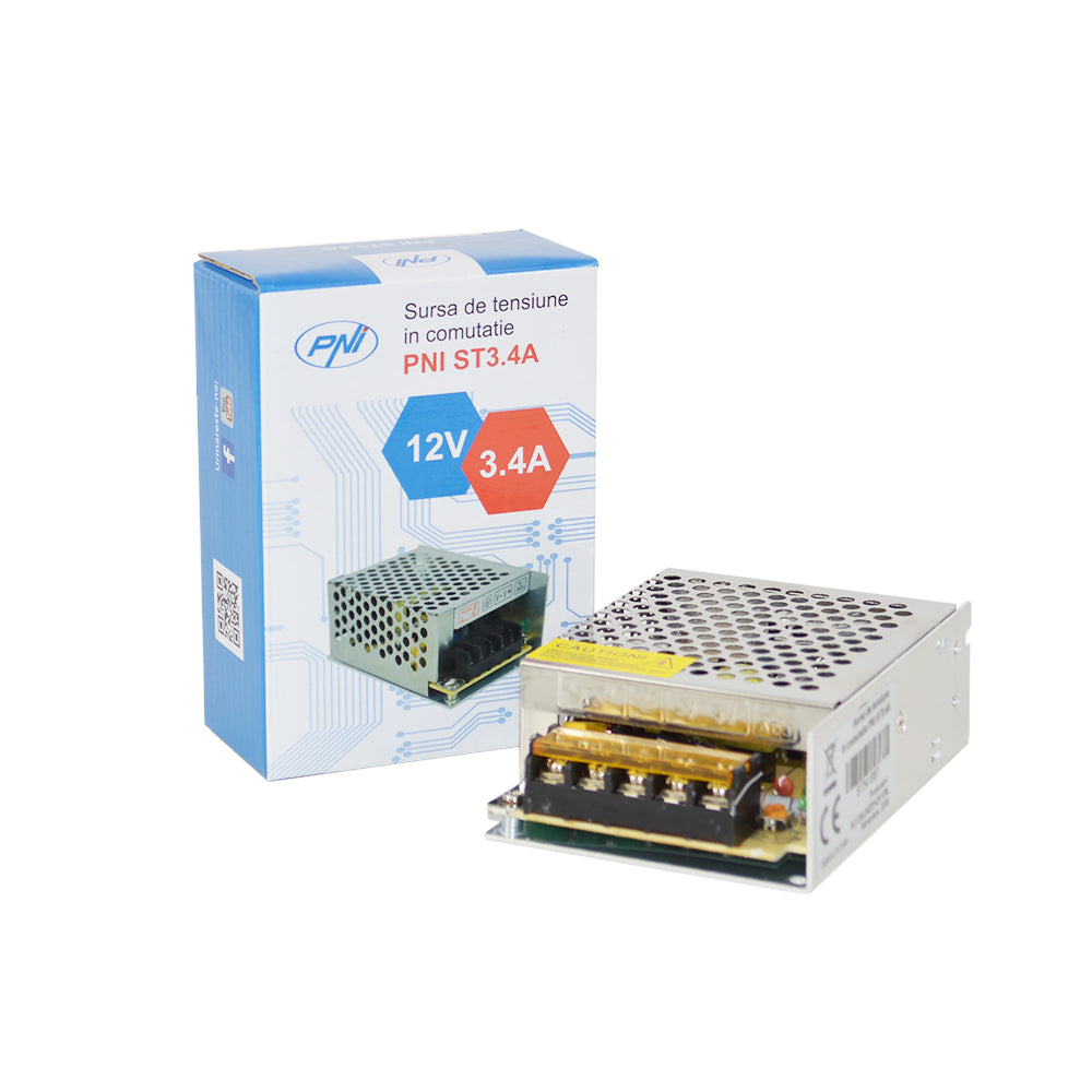 Sursa de tensiune in comutatie PNI ST3.4A 230V la 12V 3.4A stabilizata pentru sisteme de supraveghere