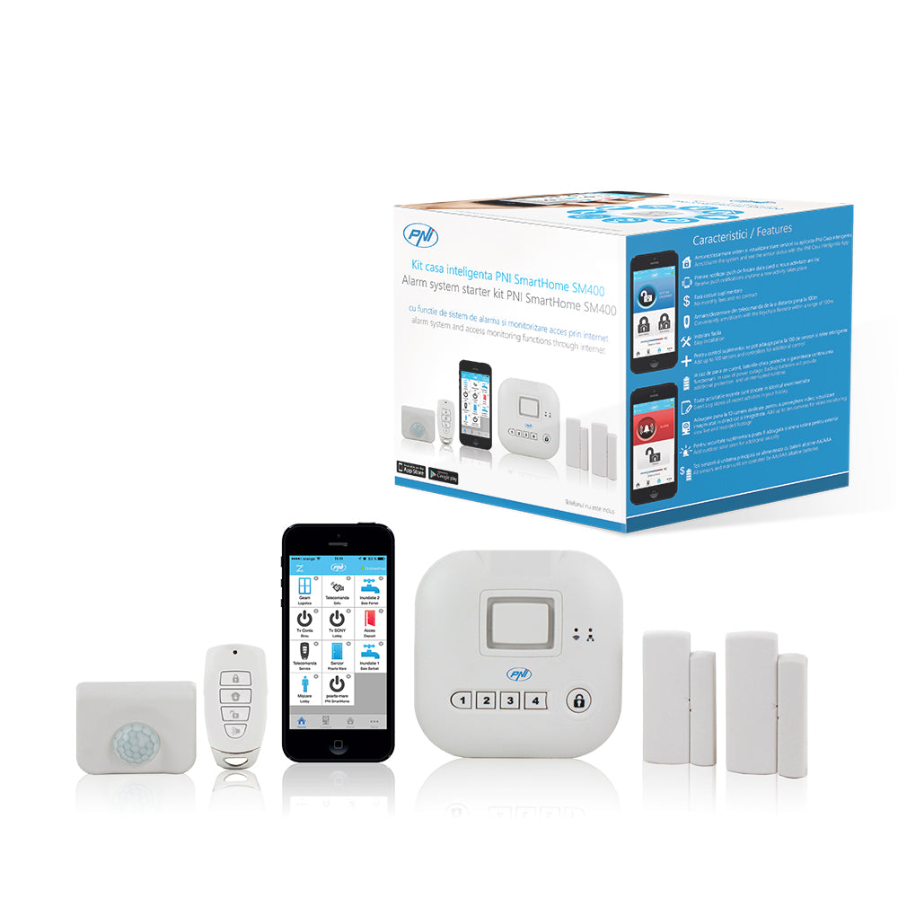 Kit casa inteligenta PNI SmartHome SM400 cu functie de sistem de alarma si monitorizare acces  prin internet