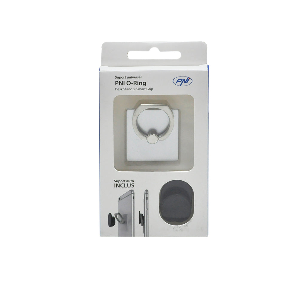 Suport universal PNI O-Ring, Desk Stand si Smart Grip, Silver, suport auto inclus
