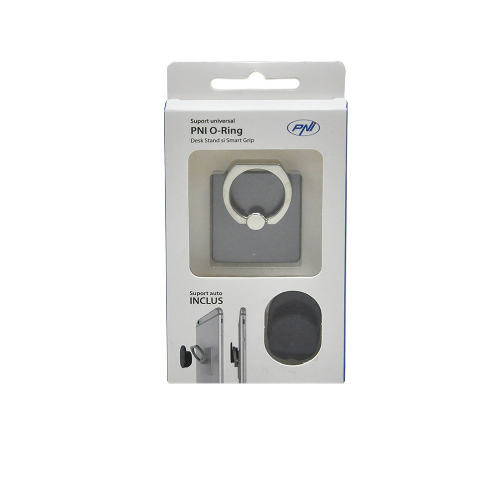 Suport universal PNI O-Ring, Desk Stand si Smart Grip, Light Black, suport auto inclus