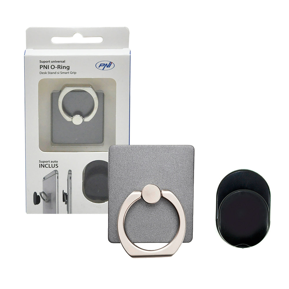 Suport universal PNI O-Ring, Desk Stand si Smart Grip, Light Black, suport auto inclus