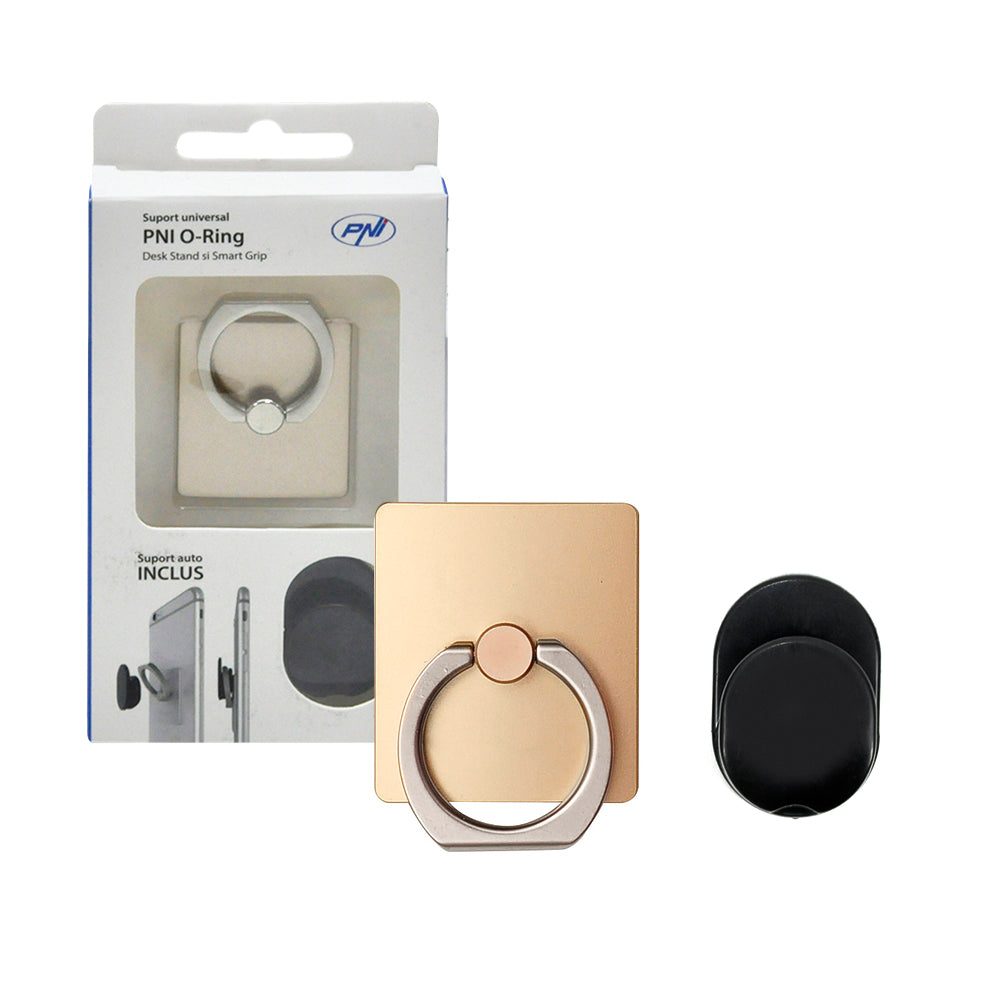 Suport universal PNI O-Ring, Desk Stand si Smart Grip, Champagne, suport auto inclus