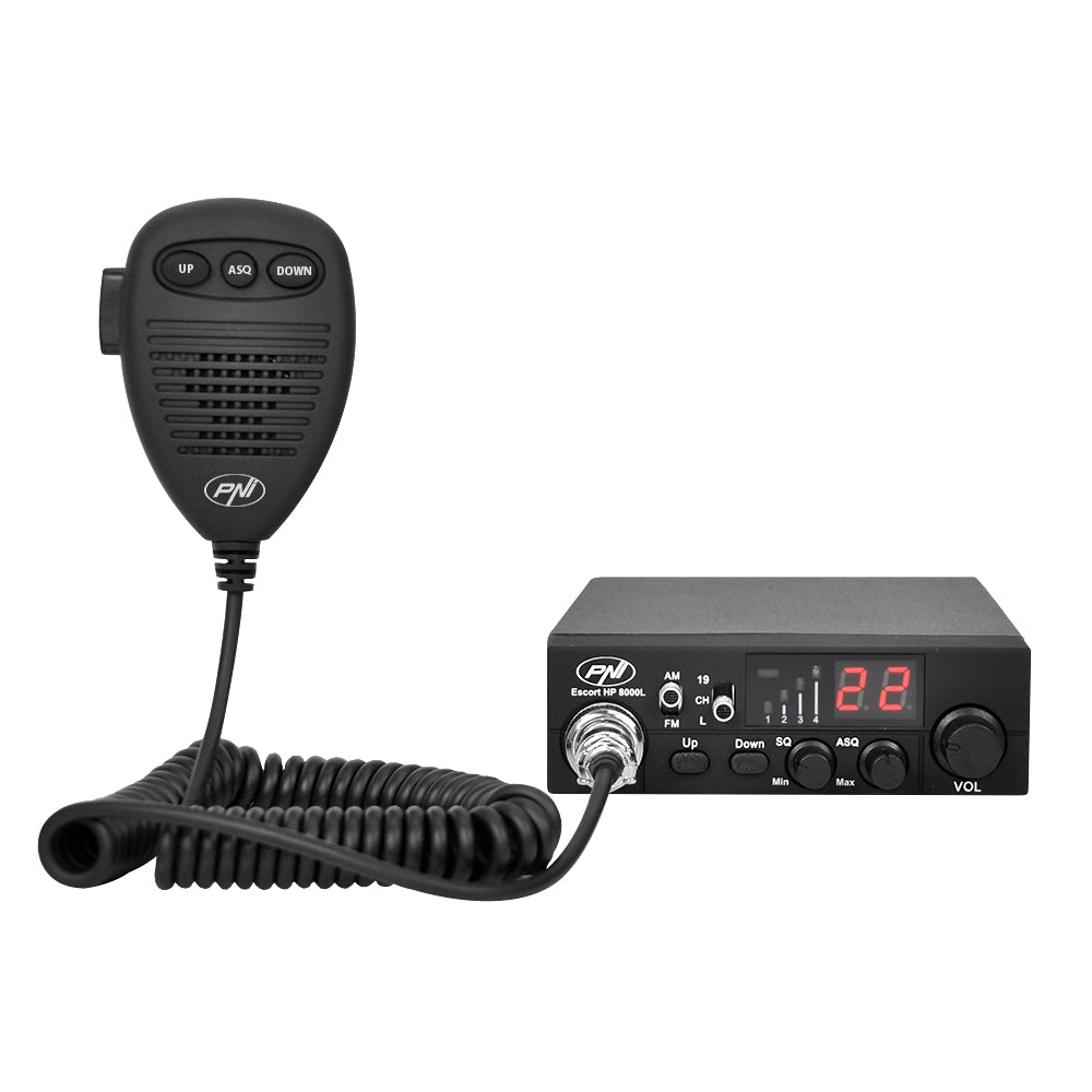 Statie radio CB PNI Escort HP 8000L cu ASQ reglabil, 12V, 4W, Lock, mufa de bricheta inclusa