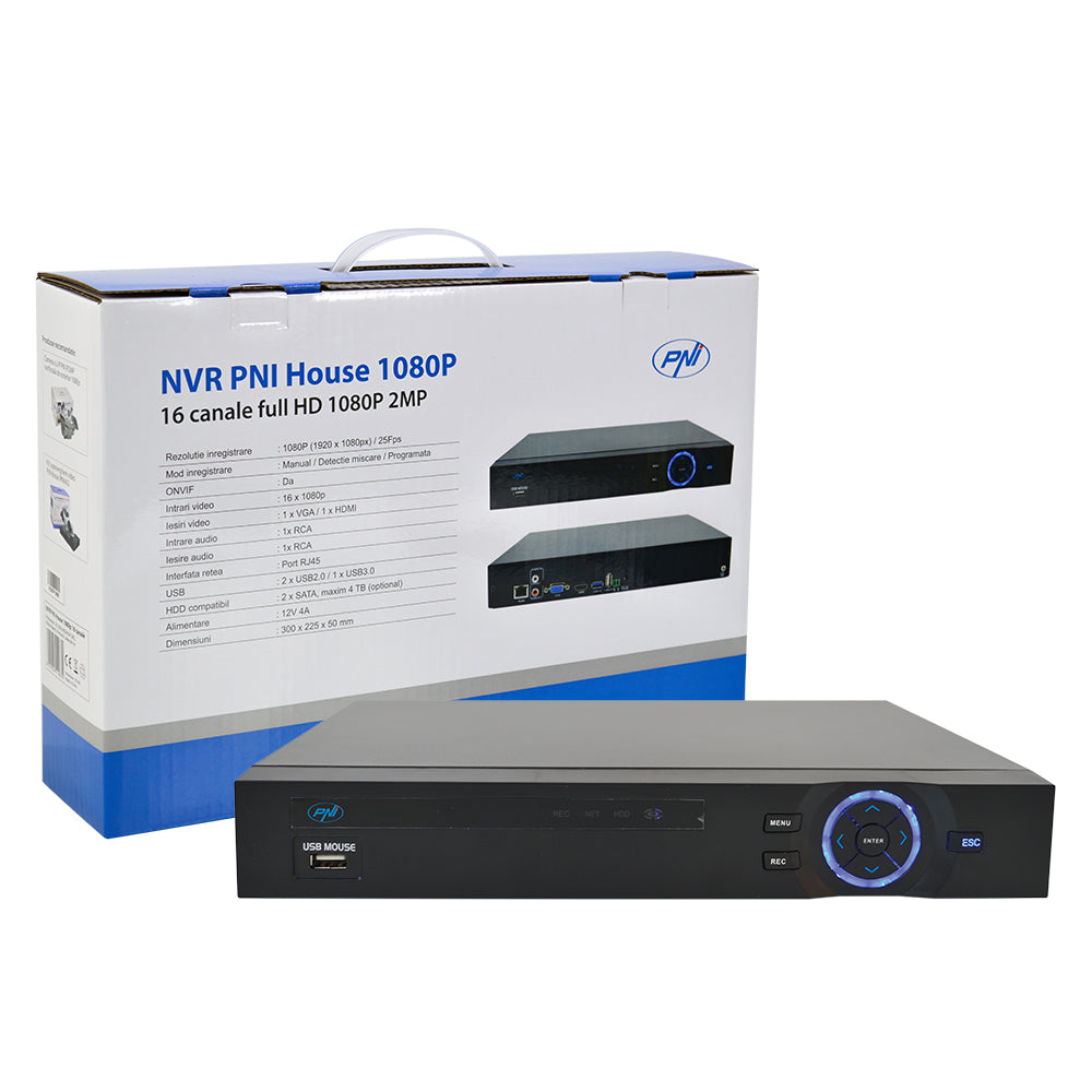 Kit supraveghere video PNI House - NVR 16CH 1080P si 4 camere PNI IP2DOME 1080P varifocale