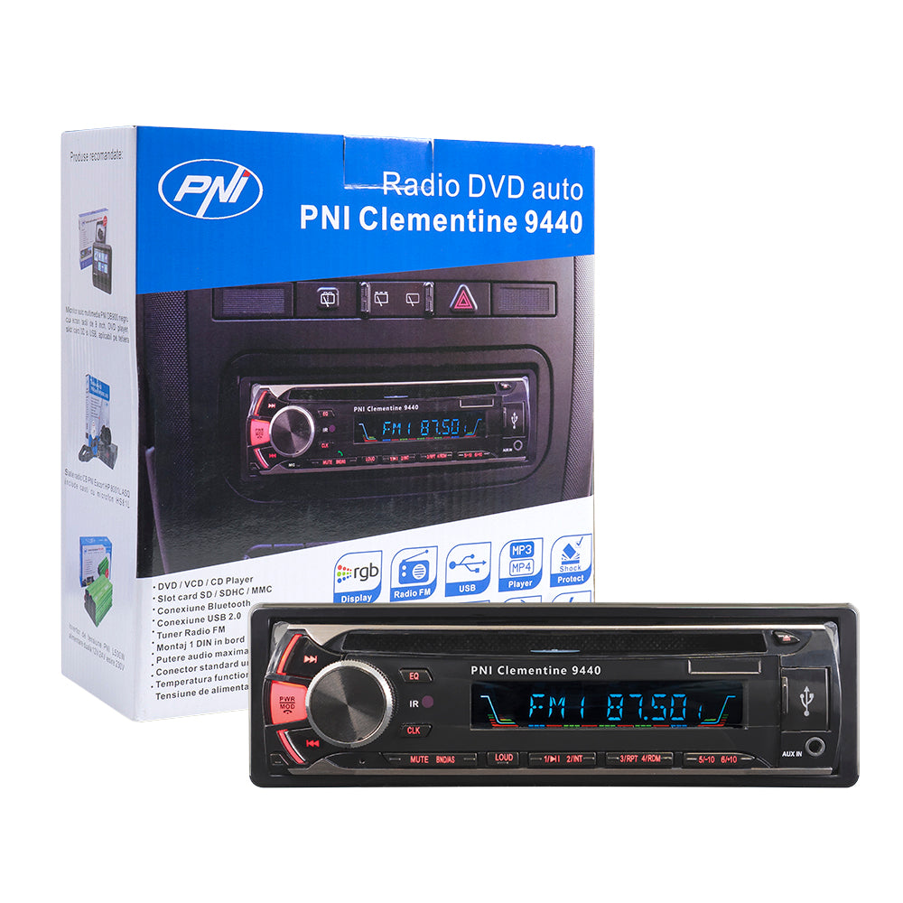 Radio DVD auto PNI Clementine 9440 1 DIN radio FM, SD, USB, iesire video si Bluetooth