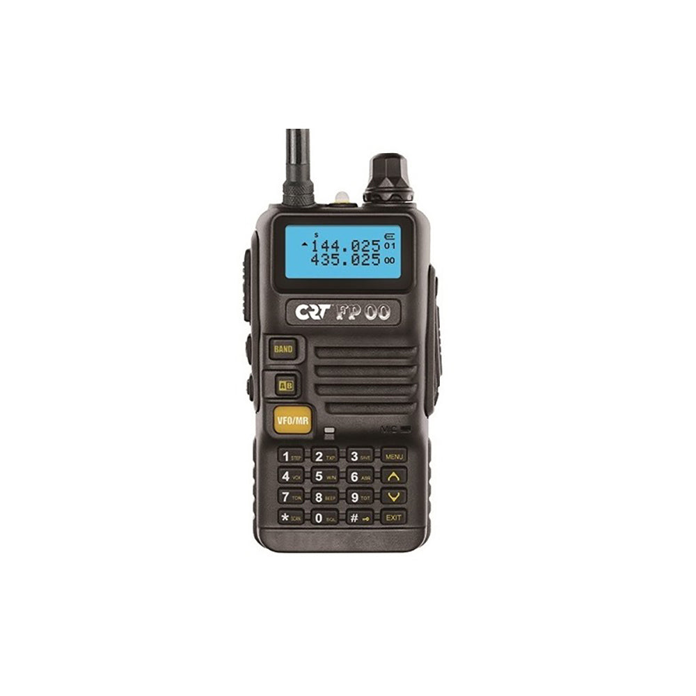Statie radio VHF/UHF portabila CRT FP00 dual band 144-146 si 430-440 MHz negru, VOX, 128 canale, Scan, Programabila, Lanterna, FM radio 76-108 MHz, TOT, Repeater