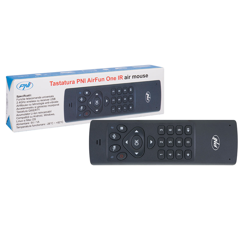 Tastatura PNI AirFun One IR air mouse si mini tastatura qwerty pt. computer, mini PC si media player