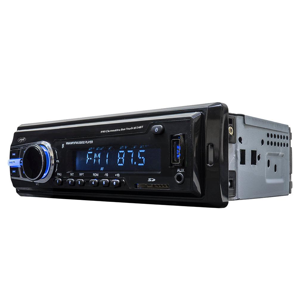 Radio MP3 player auto PNI Clementine Bus Truck 8524BT RDS 4x45w 12V/24V 1 DIN cu SD, USB, AUX, RCA si Bluetooth