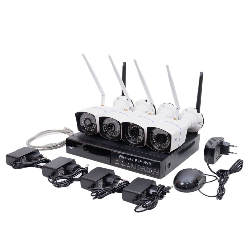 Kit supraveghere video PNI House WiFi550 NVR 8 canale 1080P si 4 camere wireless de exterior 720P, P2P, IP66