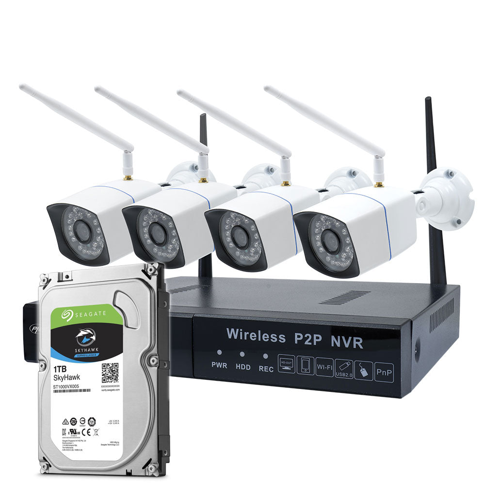 Pachet Kit supraveghere video PNI House WiFi550 NVR si 4 camere wireless, 1.0MP cu HDD 1tb inclus