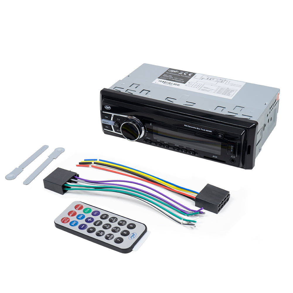 Radio MP3 player auto PNI Clementine Bus Truck 8524BT RDS 4x45w 12V/24V 1 DIN cu SD, USB, AUX, RCA si Bluetooth