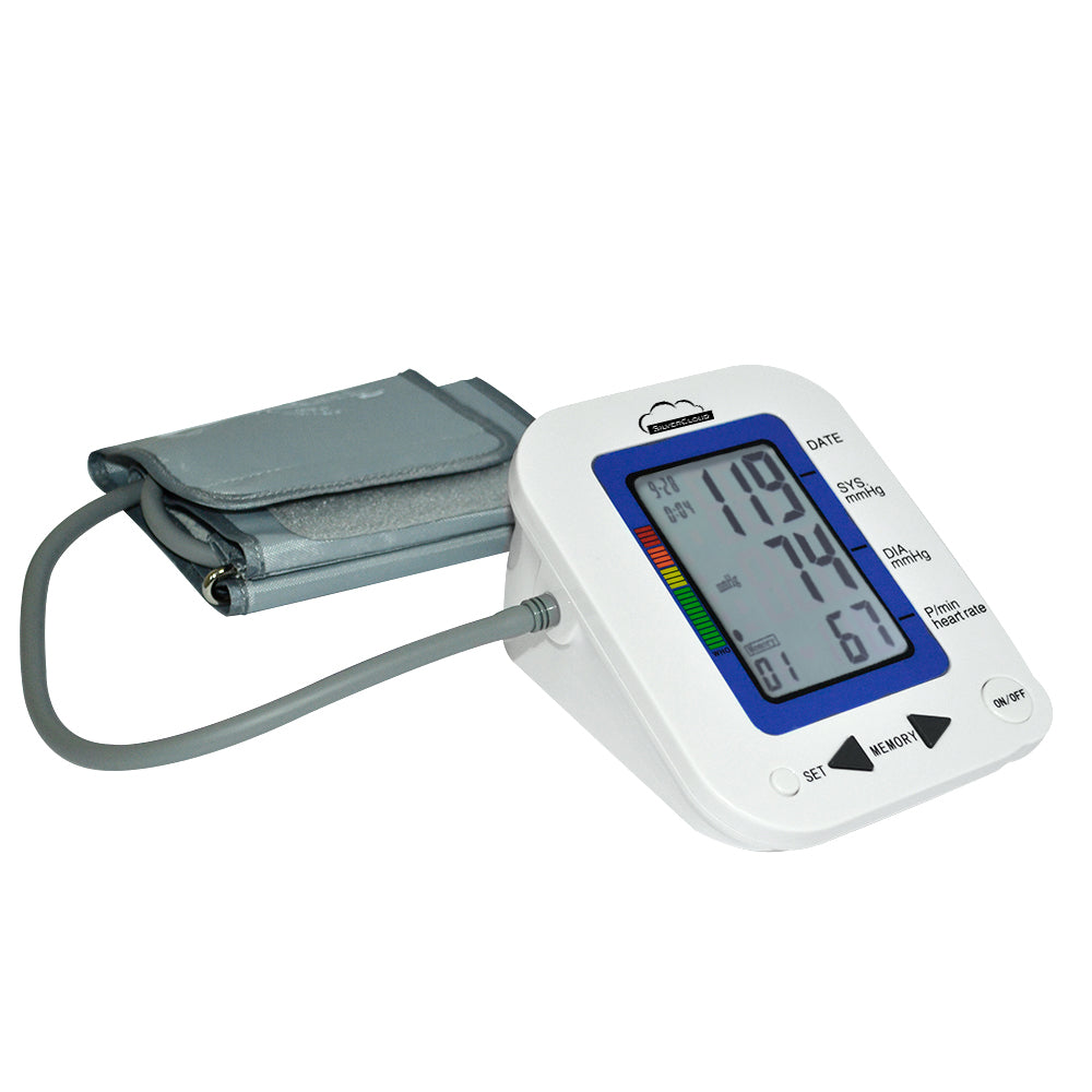 Tensiometru electronic de brat SilverCloud MB23 cu ecran LCD, atentionare vocala, afisare ritm cardiac, manson 22-36cm