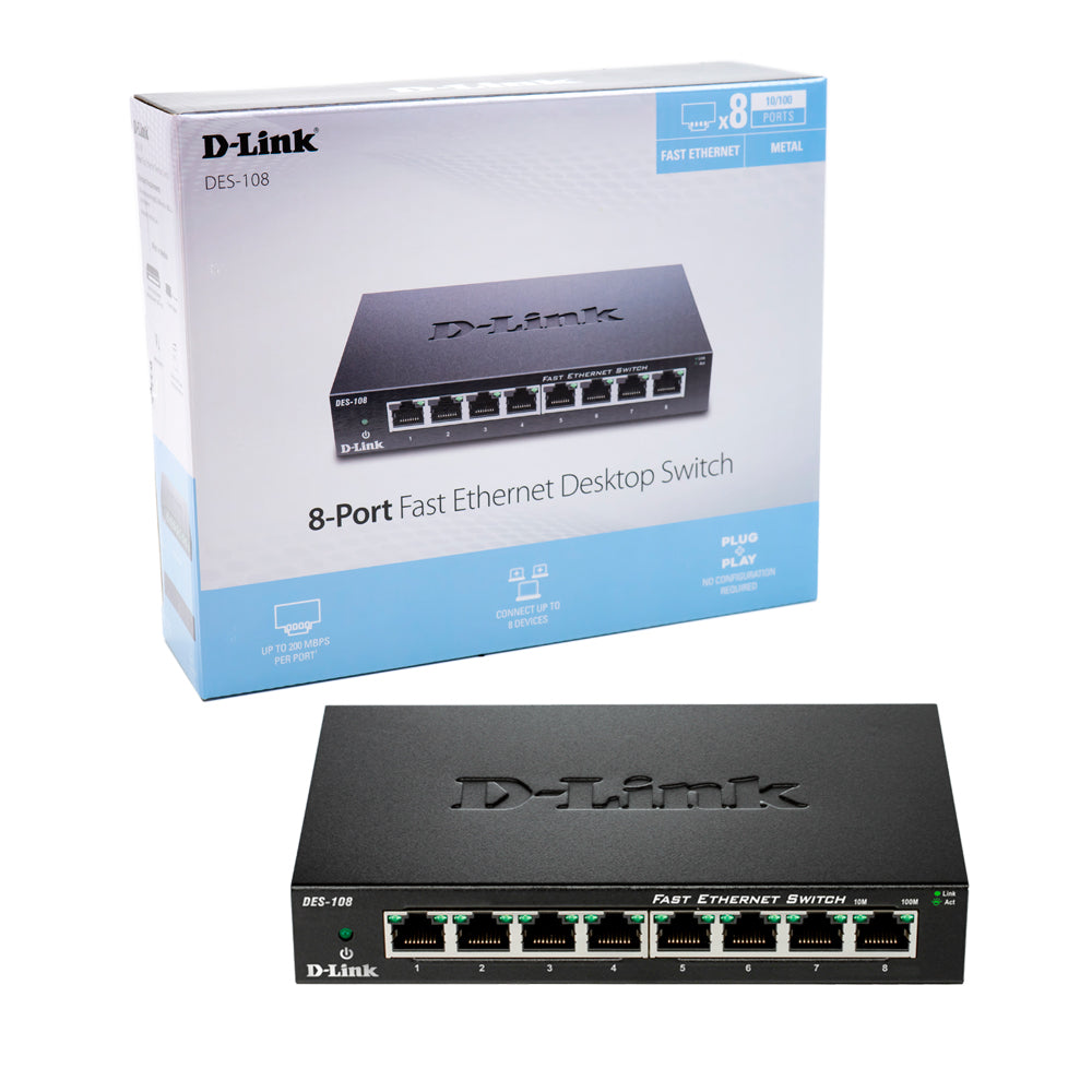 Switch internet D-link DLK S108 cu 8 porturi 10/100Mb carcasa metalica
