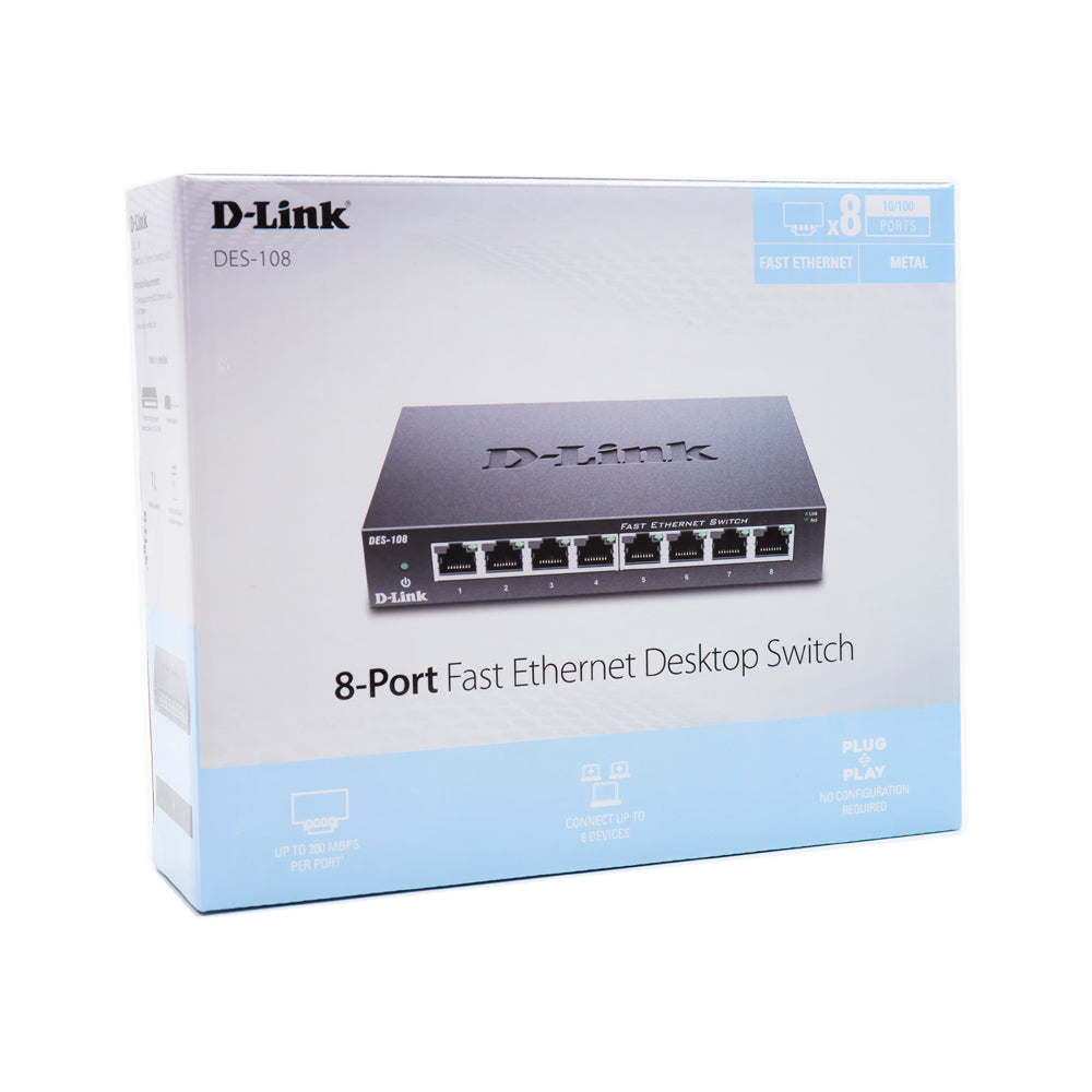 Switch internet D-link DLK S108 cu 8 porturi 10/100Mb carcasa metalica