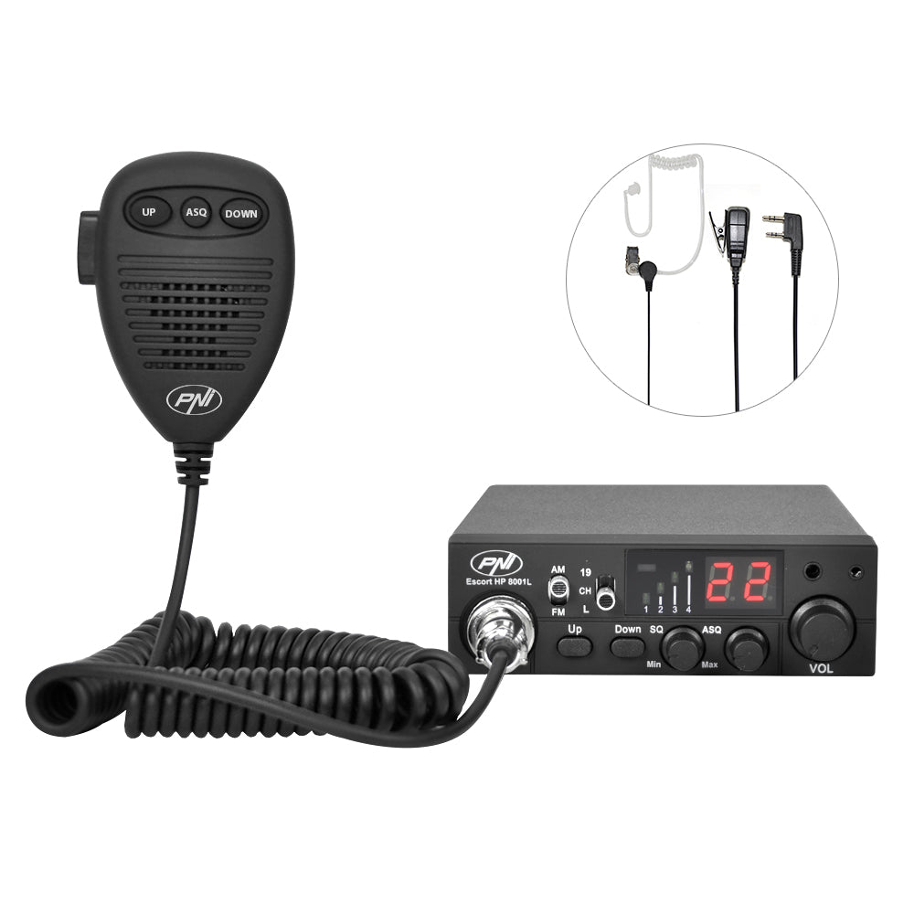 Pachet statie radio CB PNI ESCORT HP 8001L ASQ + Antena CB PNI S75 cu cablu si montura fixa
