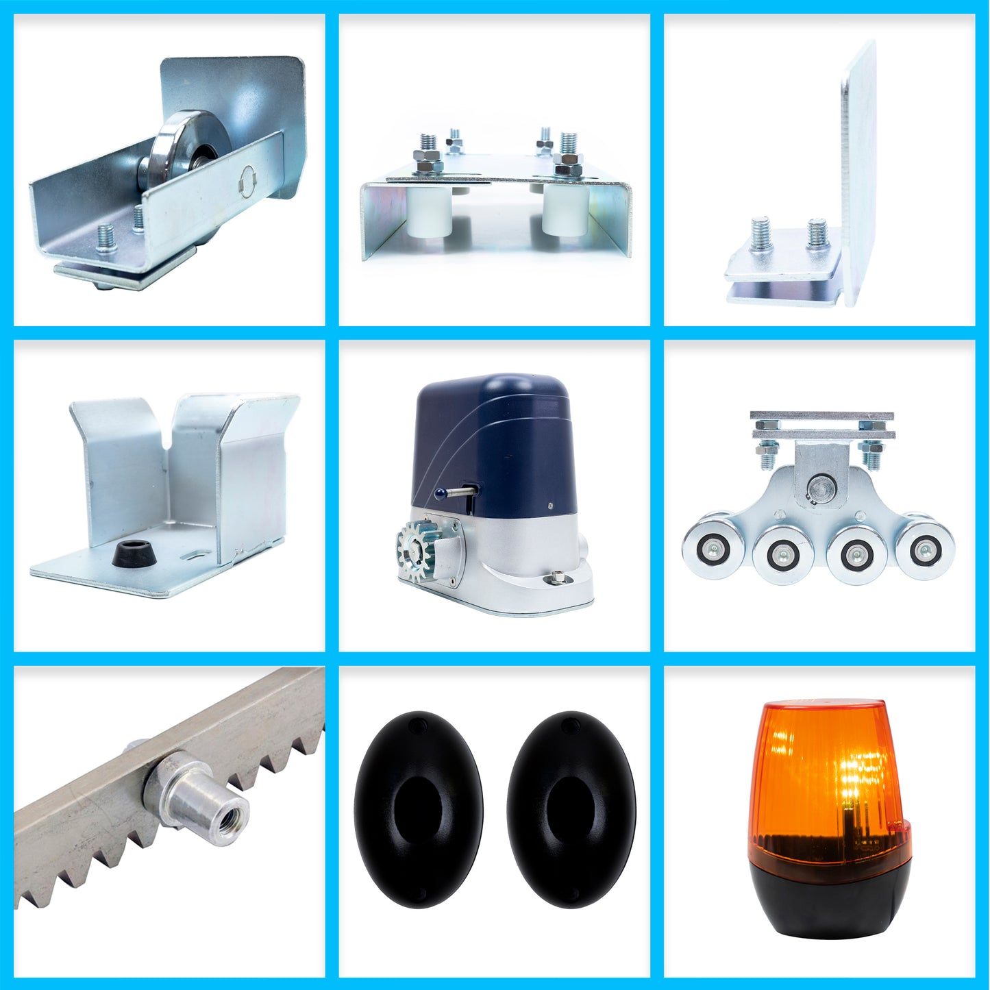 Kit complet automatizare porti autoportante PNI AP800C, motor, roti, fotocelule, telecomanda, lampa, 6 metri cremaliera, 3x2 m sina pentru o deschidere utila de 4-5m, 230V, 1100 N si 800KG poarta culisanta