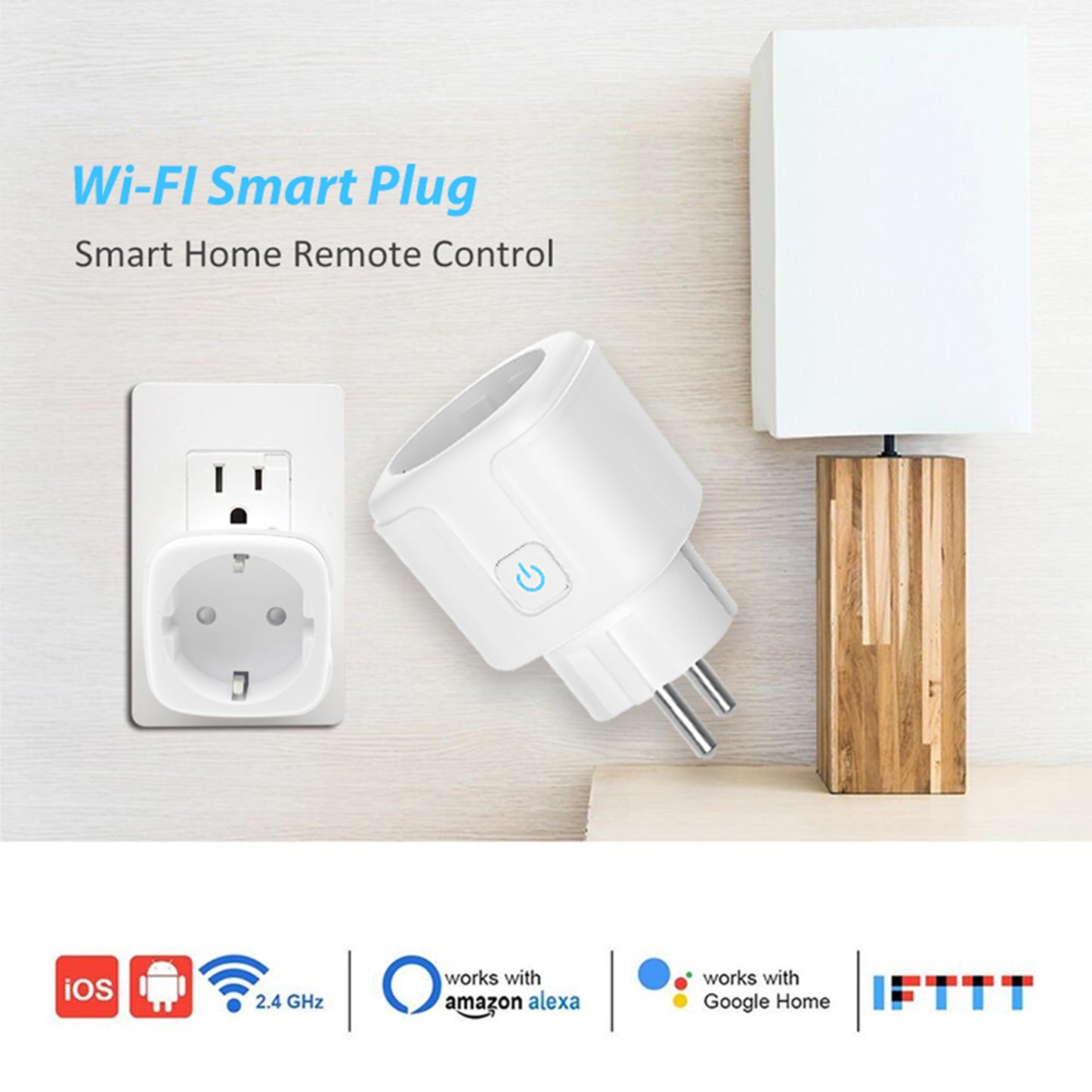 Priza inteligenta PNI SmartHome WP800 WiFi control prin internet, App Tuya Smart, compatibila cu Amazon Alexa si Google Home, masoara consumul de energie