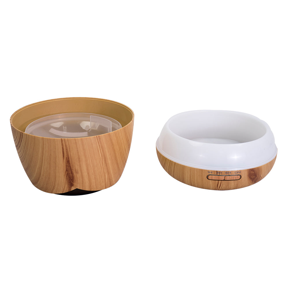 Difuzor aromaterapie PNI HU180 pentru uleiuri esentiale,  cu ultrasunete, 400 ml, timer, 7 culori LED, inchidere automata, Wood Grain