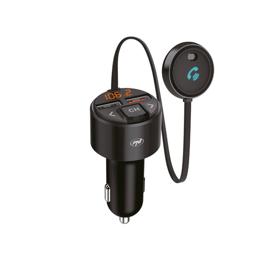 Modulator FM PNI Valentine V880 cu microfon, Bluetooth 5.0, MP3 player, transmitator FM, port USB dual, incarcare rapida dispozitive mobile prin QC3.0, compatibil cu Siri si Google Assistant