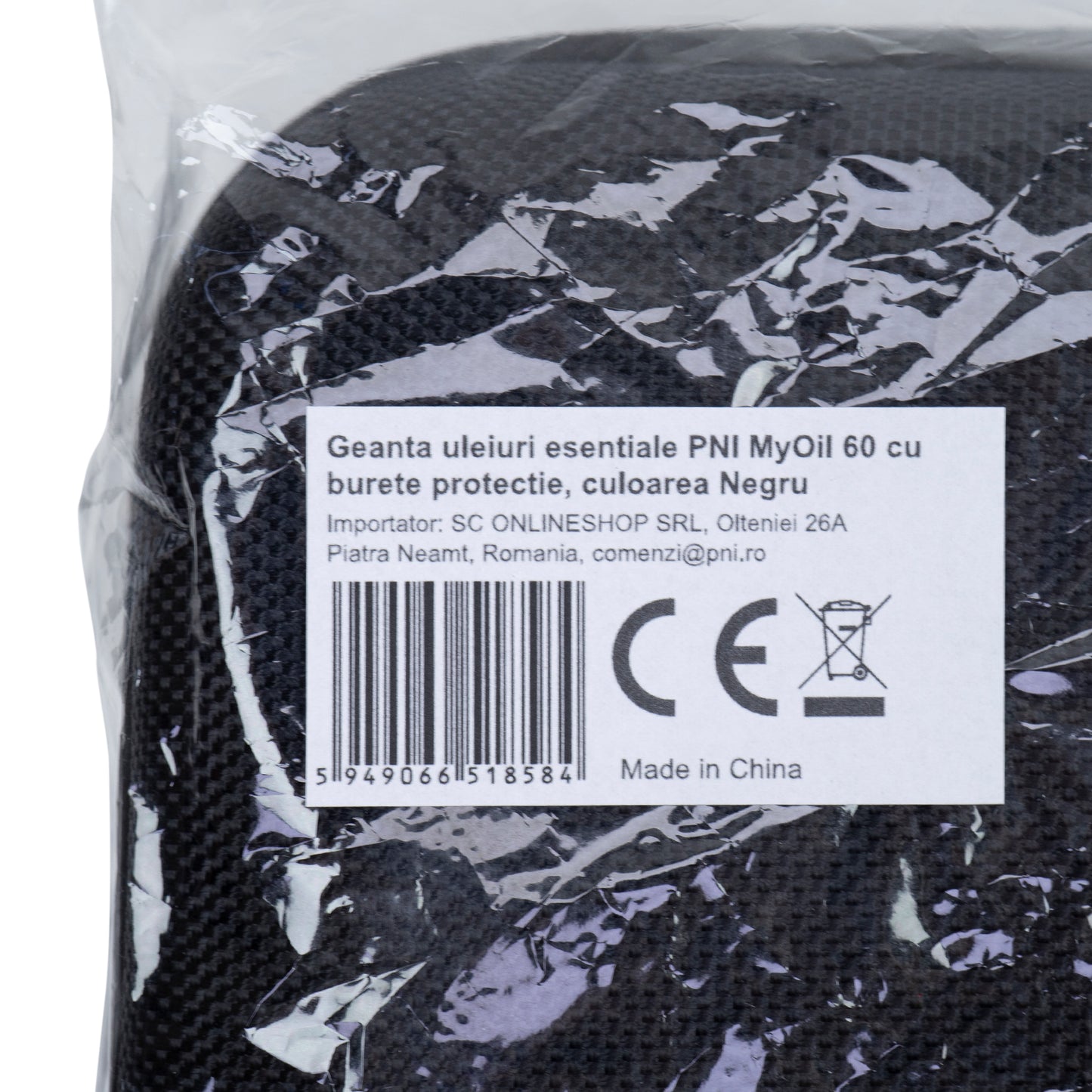 Geanta uleiuri esentiale PNI MyOil 60 cu burete protectie, culoarea Negru