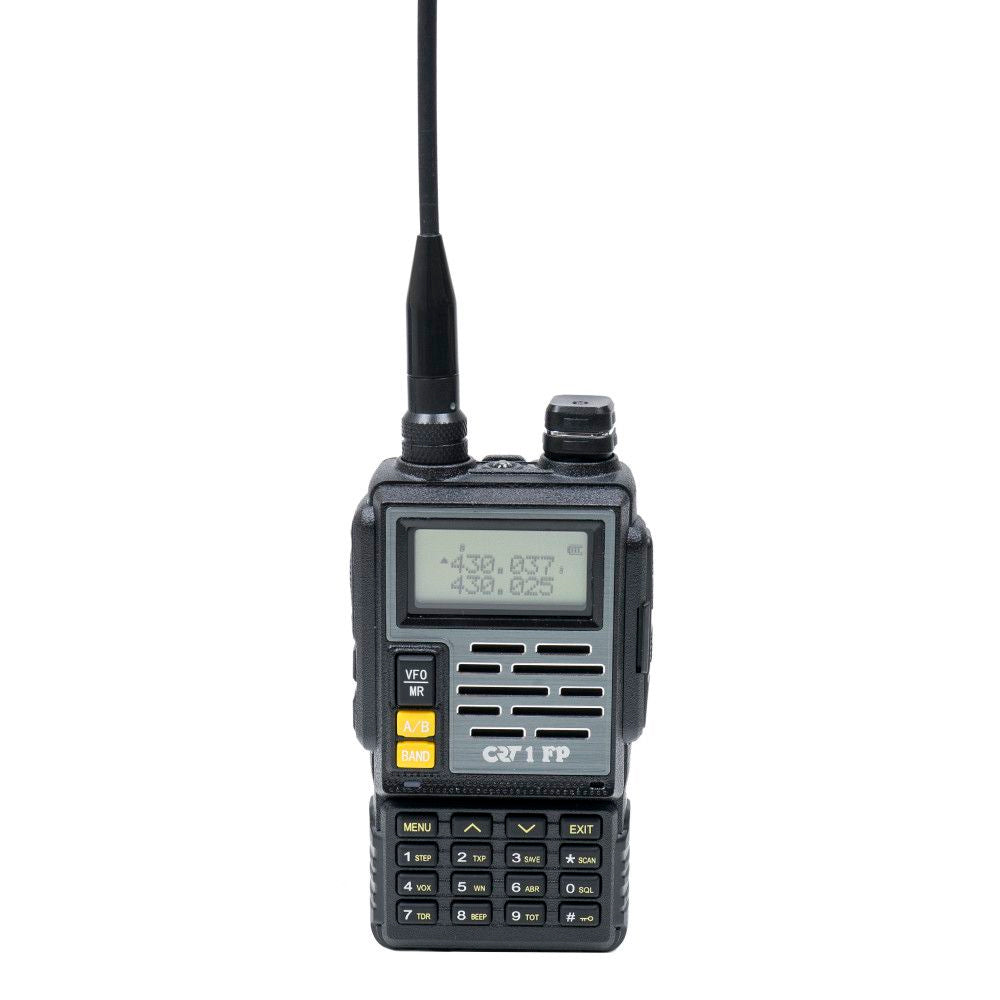 Statie radio VHF/UHF portabila CRT FP00 dual band 144-146 si 430-440 MHz negru, VOX, 128 canale, Scan, Programabila, Lanterna, FM radio 76-108 MHz, TOT, Repeater