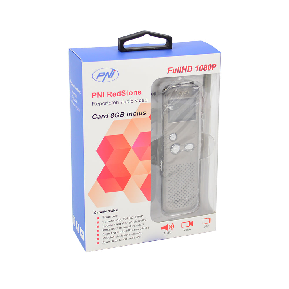 Reportofon audio video PNI RedStone audio stereo, video 1080P, card microSD 8GB inclus