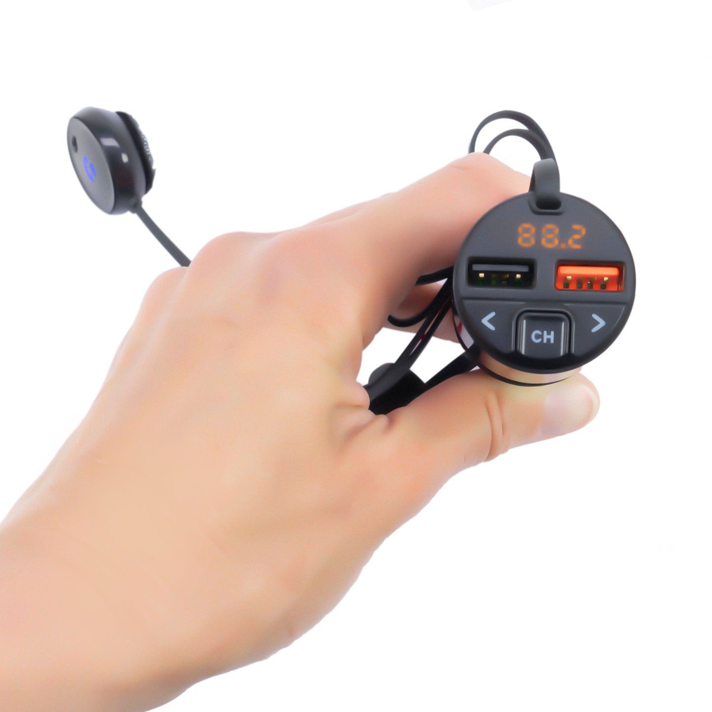 Modulator FM PNI Valentine V880 cu microfon, Bluetooth 5.0, MP3 player, transmitator FM, port USB dual, incarcare rapida dispozitive mobile prin QC3.0, compatibil cu Siri si Google Assistant