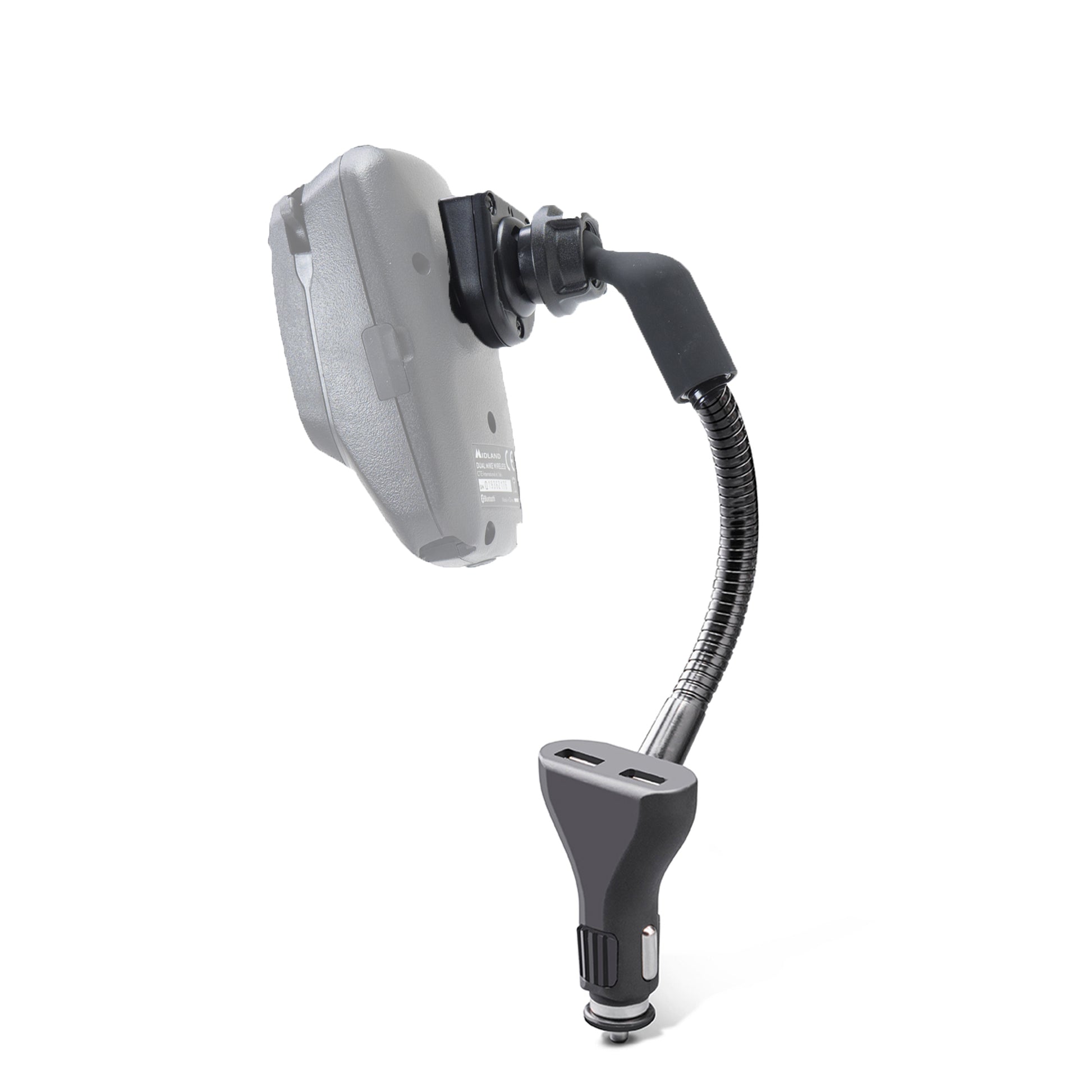 Incarcator auto Midland ST-DUAL USB cu suport pentru microfon, alimentare 12V