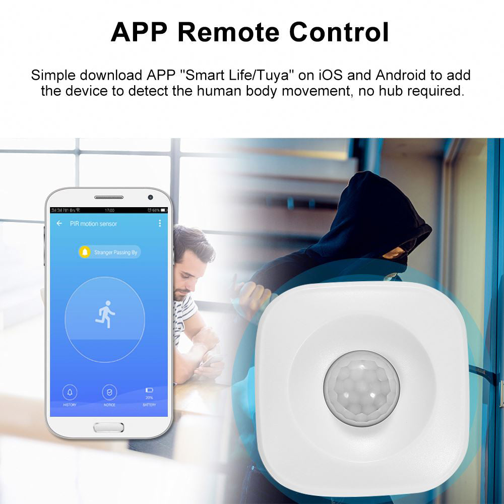 Detector miscare inteligent PNI SafeHome PT02 WiFi, aplicatie mobil Tuya Smart,  integrare in scenarii si automatizari smart cu alte produse compatibile Tuya