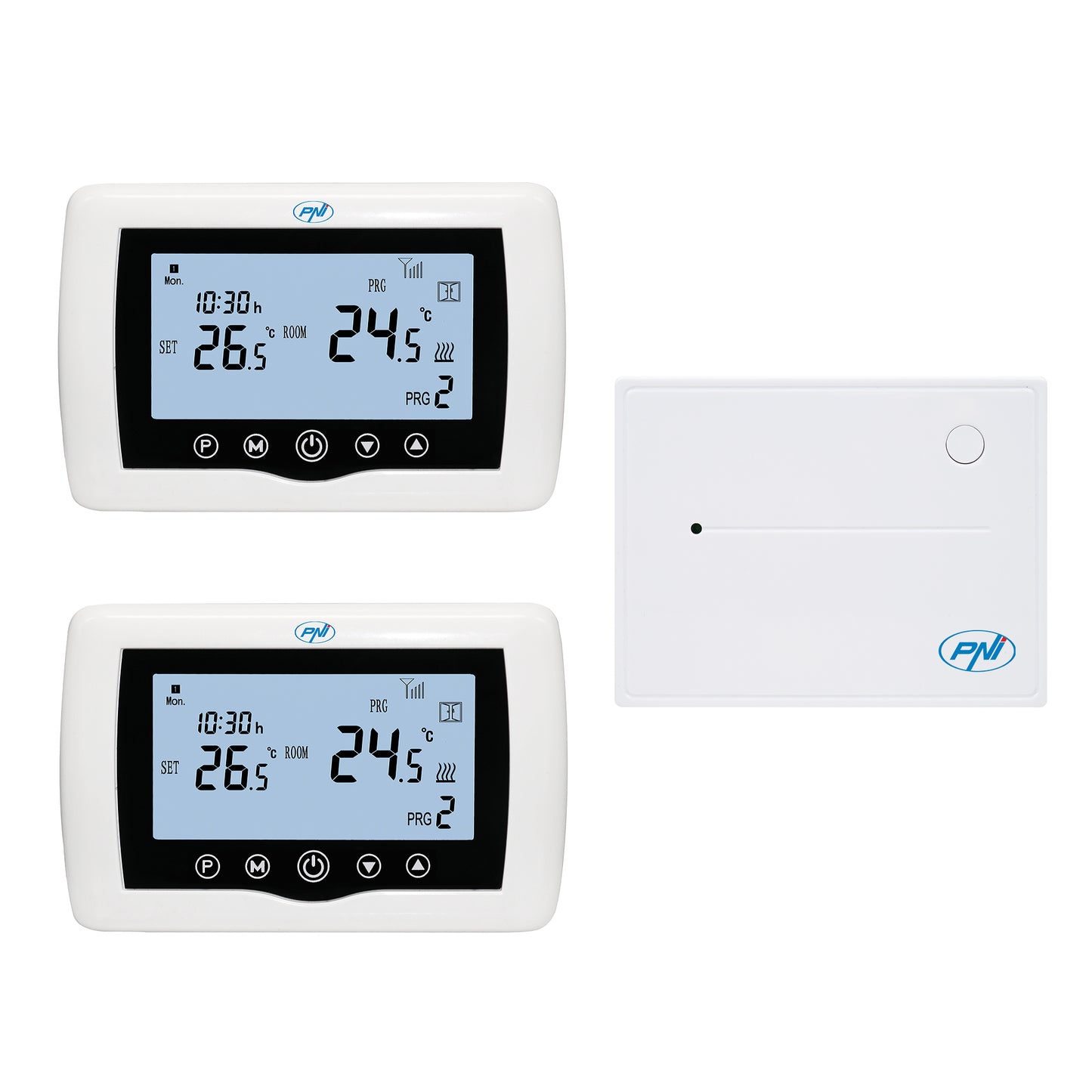 Termostat inteligent PNI CT400 fara fir, cu WiFi, controleaza 1 centrala si 2 zone diferite, parter etaj prin Internet, pentru centrale termice, pompe, electrovalve, APP TuyaSmart, histerezis 0.2 grade C, controleaza 2 grupuri de pompare prin 2 switch-uri