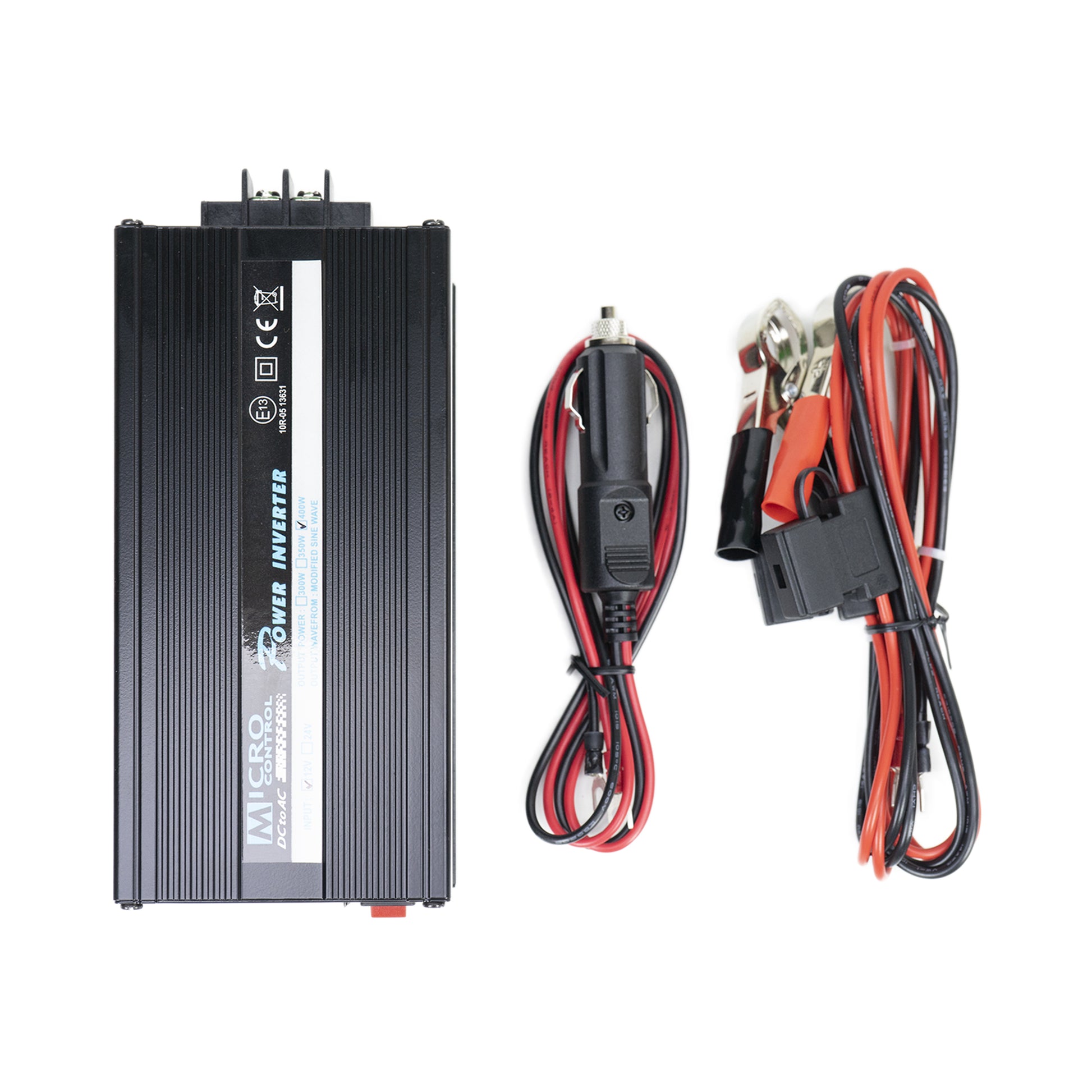 Invertor de tensiune President 400W alimentare 12V, iesire 230V, unda sinus modificata, mufa USB 5V 500mAh,  cu clesti alimentare si mufa de bricheta inclus