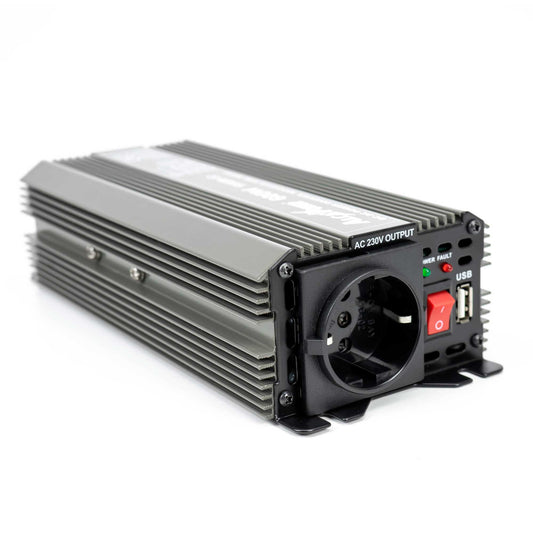 Invertor de tensiune AlcaPower by President 300W alimentare 24V, iesire 230V, unda sinus modificata, mufa USB 5V 500mAh, cu clesti alimentare si mufa de bricheta inclusa