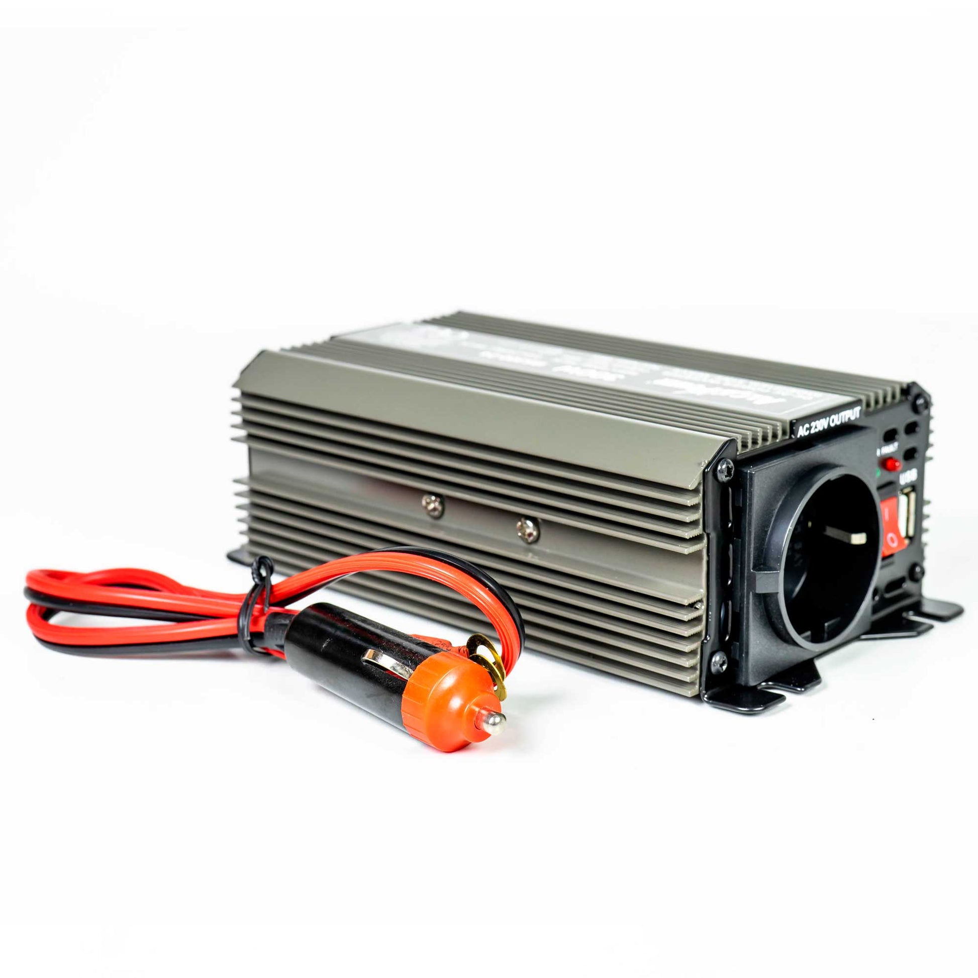 Invertor de tensiune AlcaPower by President 300W alimentare 24V, iesire 230V, unda sinus modificata, mufa USB 5V 500mAh, cu clesti alimentare si mufa de bricheta inclusa