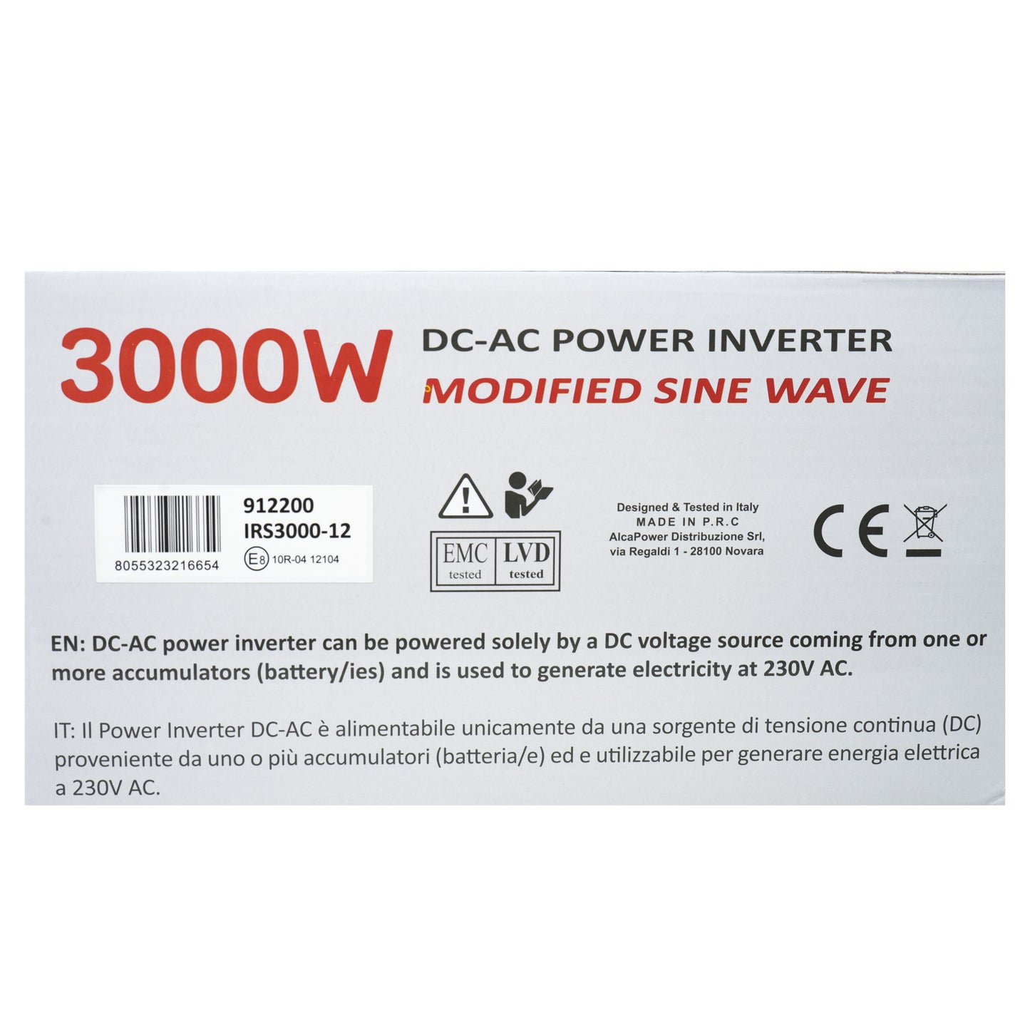 Invertor de tensiune AlcaPower by President 3000W 12V-230V, sinusoida modificata, port USB