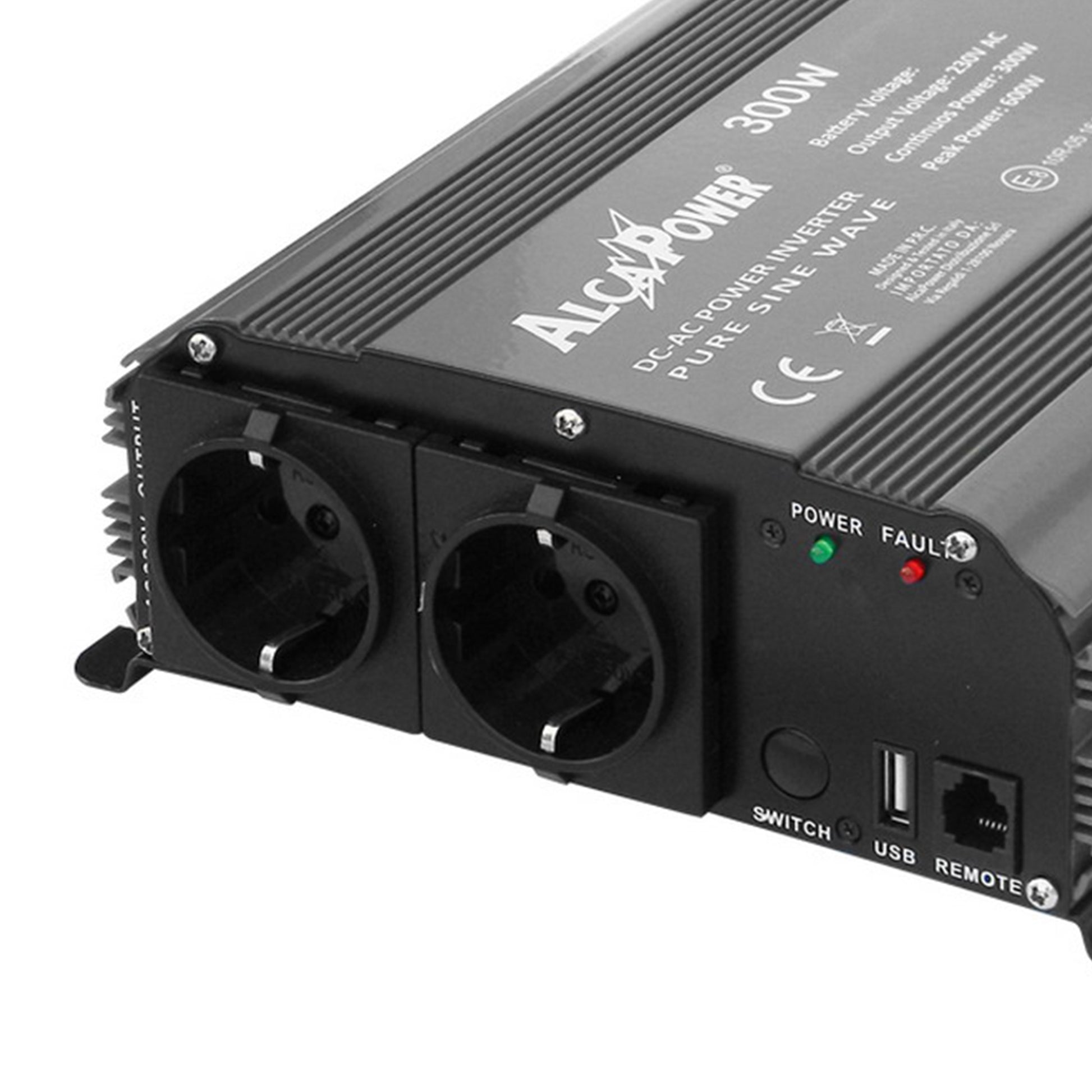 Invertor de tensiune AlcaPower by President 300W alimentare 12V, iesire 230V, unda sinus pur, mufa USB 5V 500mAh, cu clesti alimentare si mufa de bricheta inclus