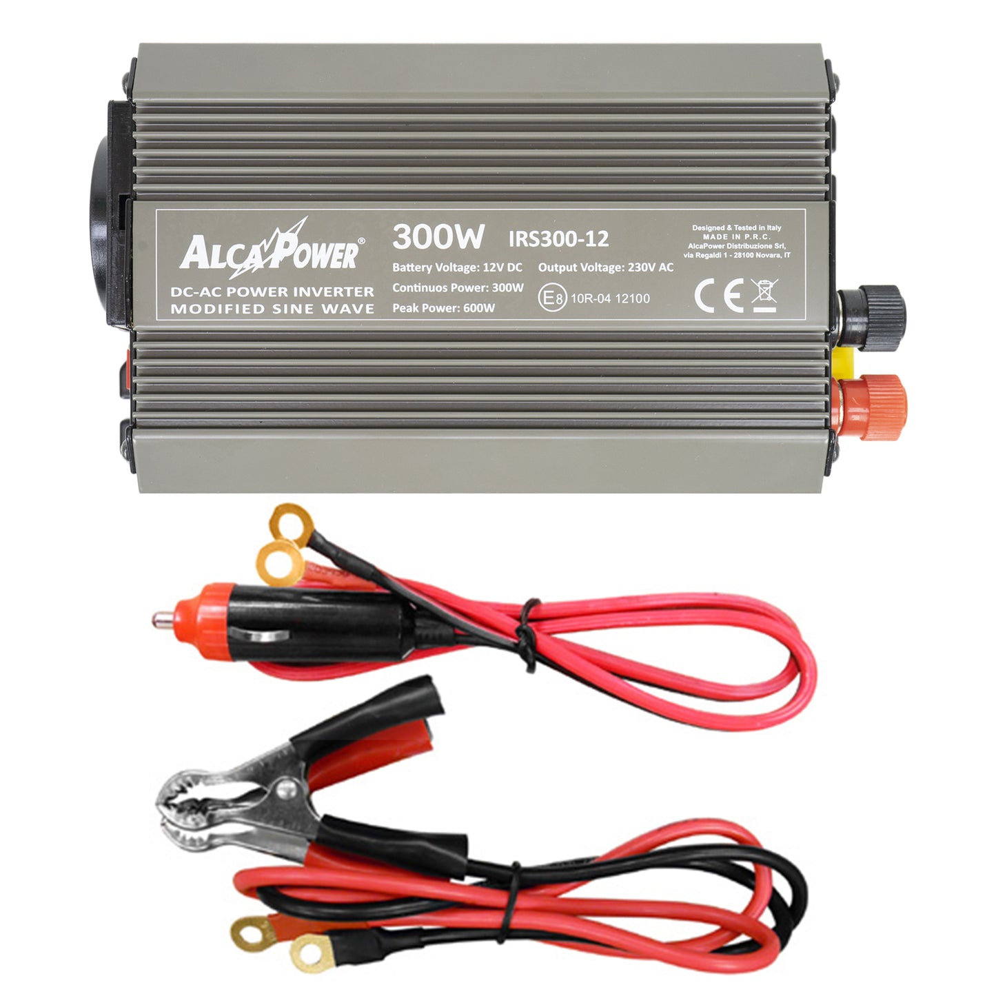 Invertor de tensiune AlcaPower by President 300W alimentare 12V, iesire 230V, unda sinus modificata, mufa USB 5V 500mAh, cu clesti alimentare si mufa de bricheta inclus