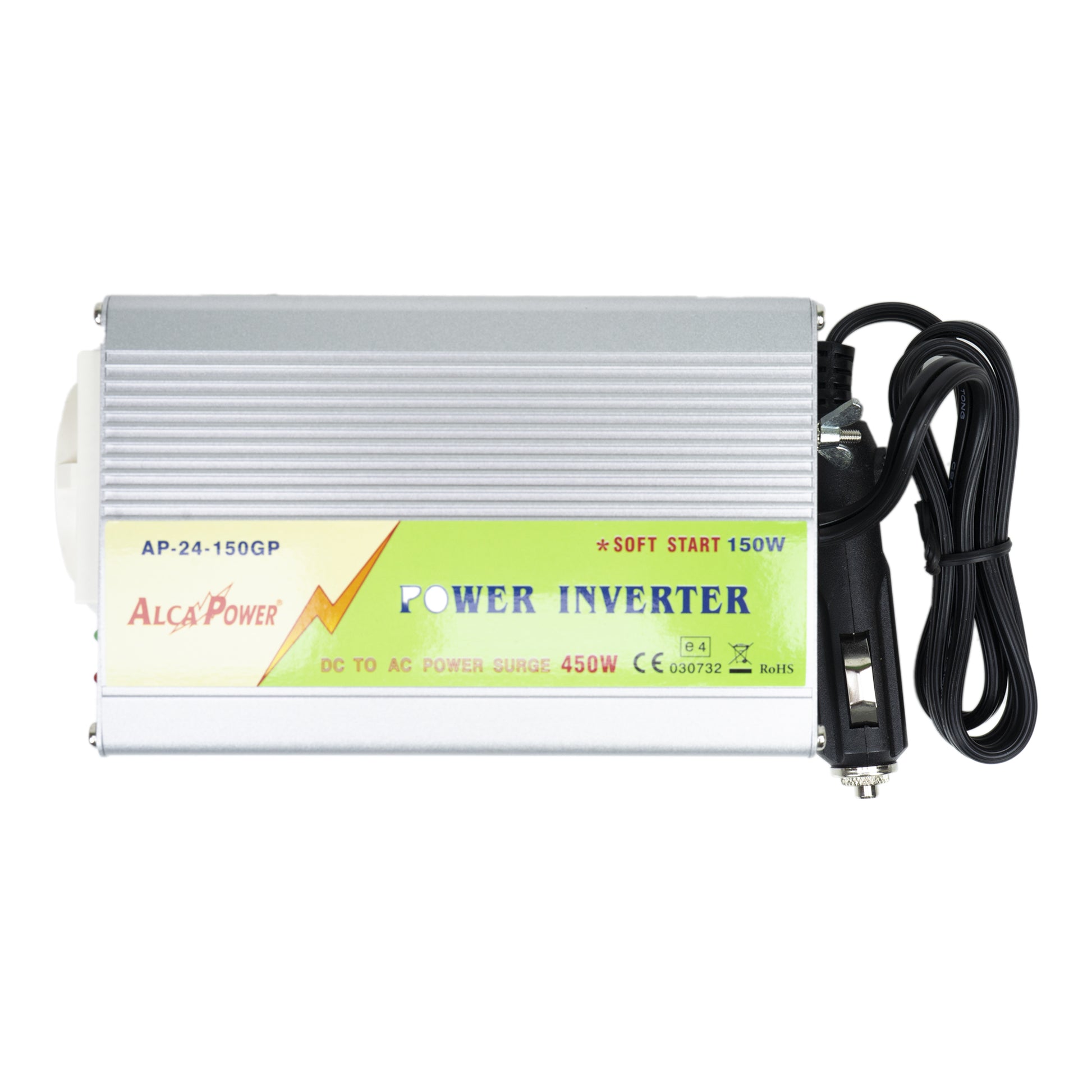 Invertor de tensiune AlcaPower by President 150W alimentare 24V, iesire 230V, Soft Start, unda sinus modificata, mufa de bricheta