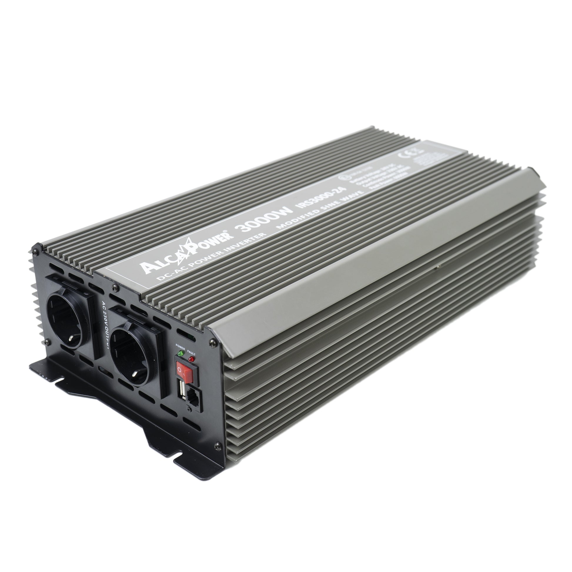 Invertor de tensiune AlcaPower by President 3000W alimentare 24V, iesire 230V, unda sinus modificat, port SB, intrare telecomanda