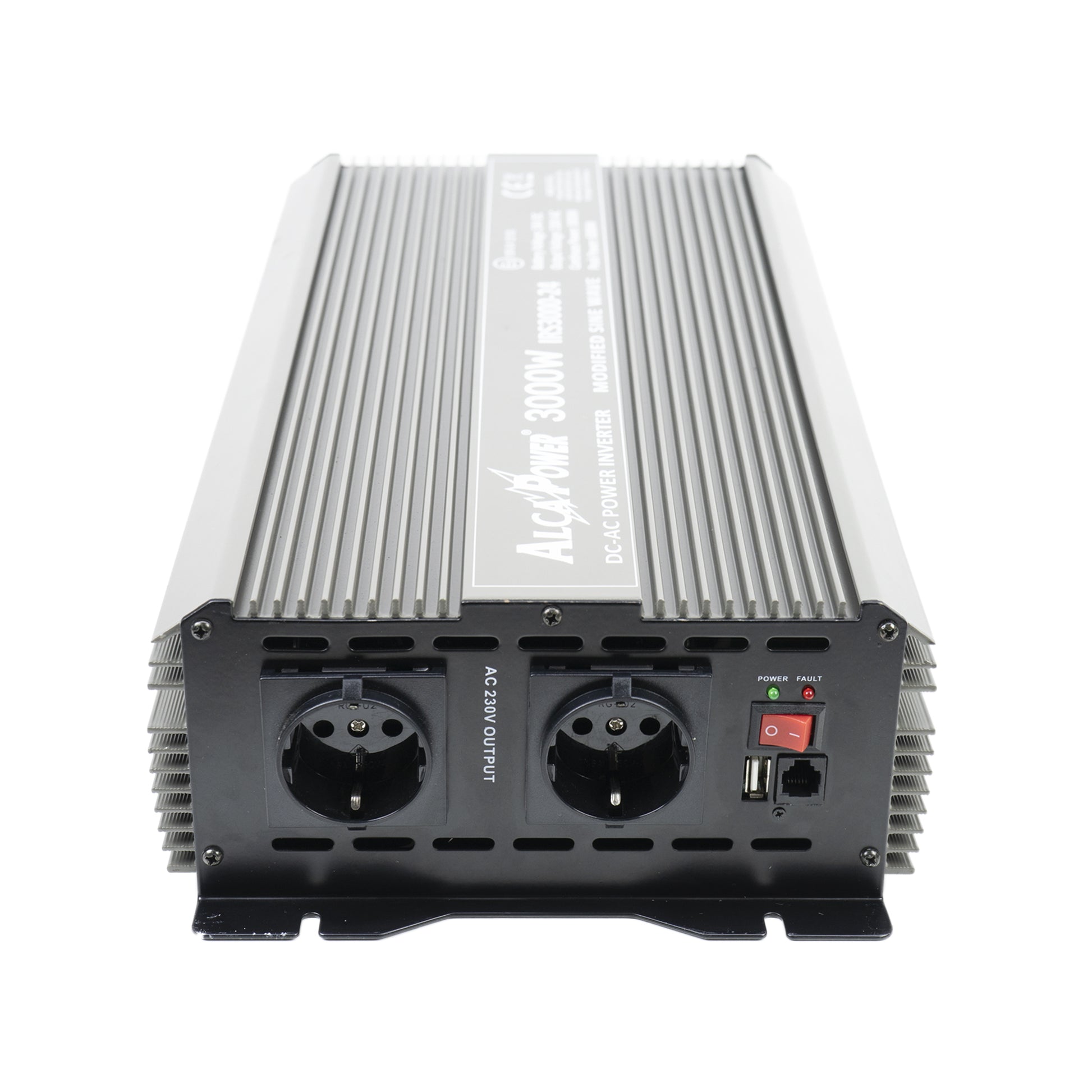 Invertor de tensiune AlcaPower by President 3000W alimentare 24V, iesire 230V, unda sinus modificat, port SB, intrare telecomanda