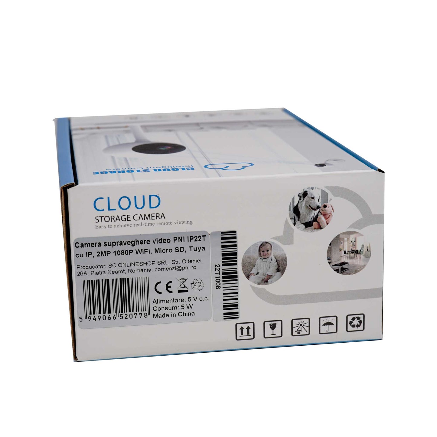 Camera supraveghere video PNI IP22T cu IP, 2MP 1080P, WiFi, slot card micro SD, compatibila cu aplicatia Tuya Smart