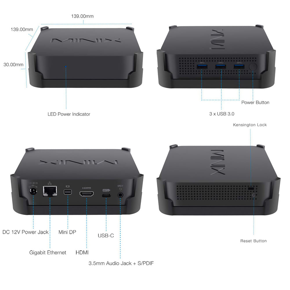 Mini PC Minix NEO J50C-4 Max, Windows 10 Pro, Intel Pentium Silver, memorie 240GB SSD, RAM 8GB DDR4, Bluetooth 4.1