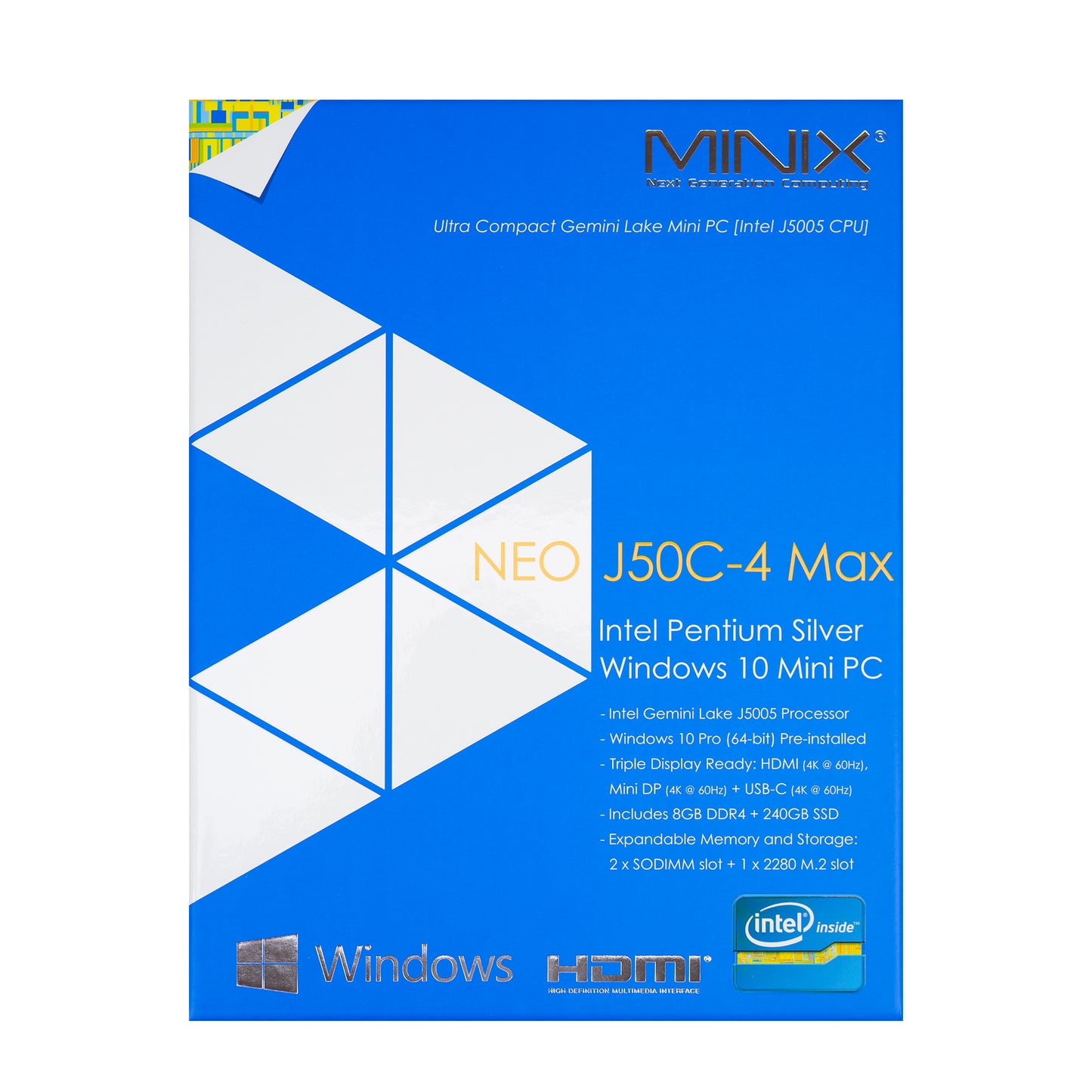 Mini PC Minix NEO J50C-4 Max, Windows 10 Pro, Intel Pentium Silver, memorie 240GB SSD, RAM 8GB DDR4, Bluetooth 4.1
