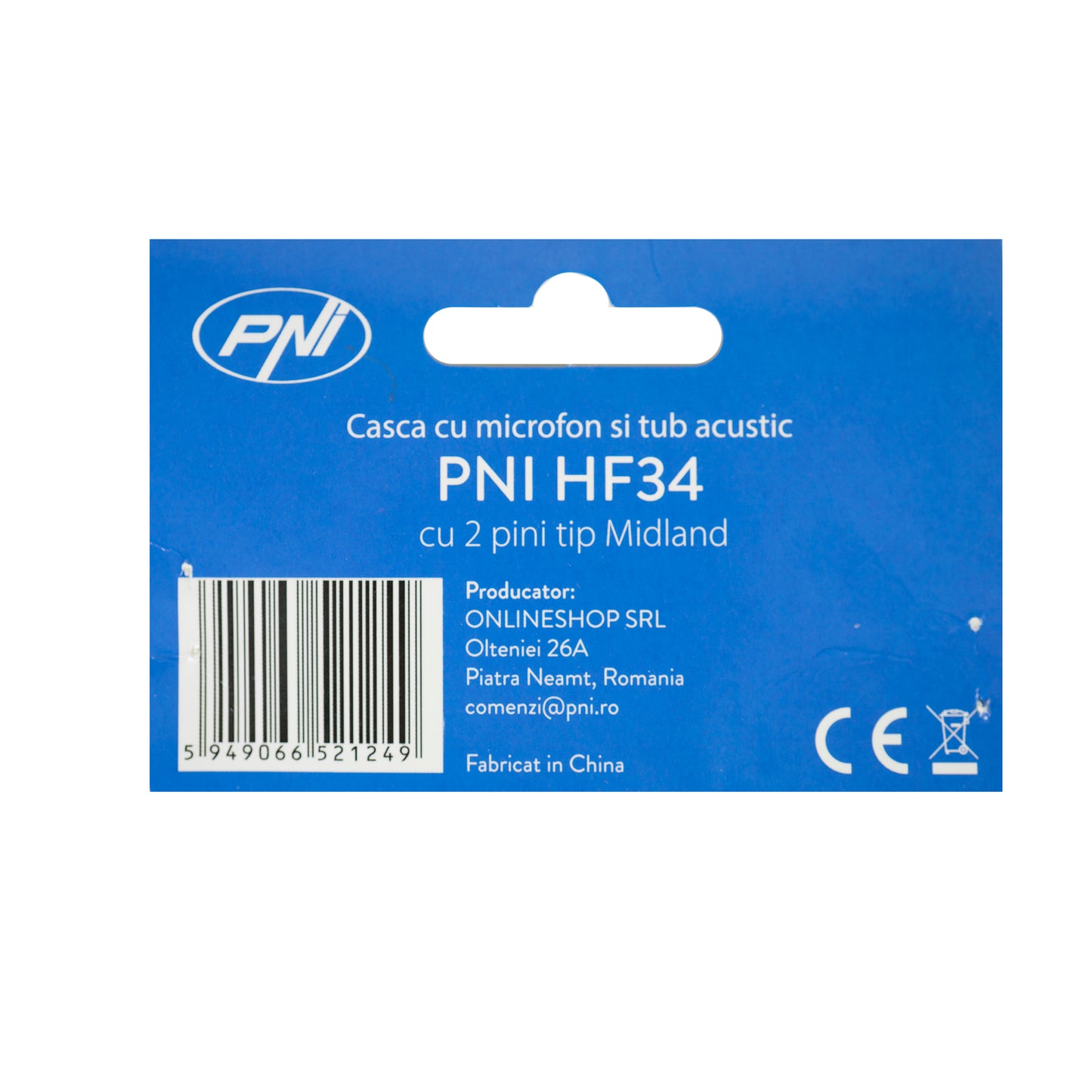 Casca cu microfon si tub acustic PNI HF34 cu 2 pini mufa PNI-M pentru PNI HP 62