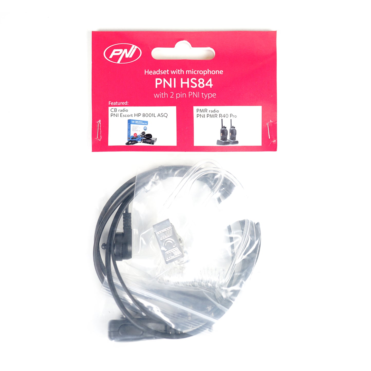 Casca cu microfon si tub acustic PNI HS84 cu 2 pini mufa PNI-K doar pentru PNI R10 si PNI R15