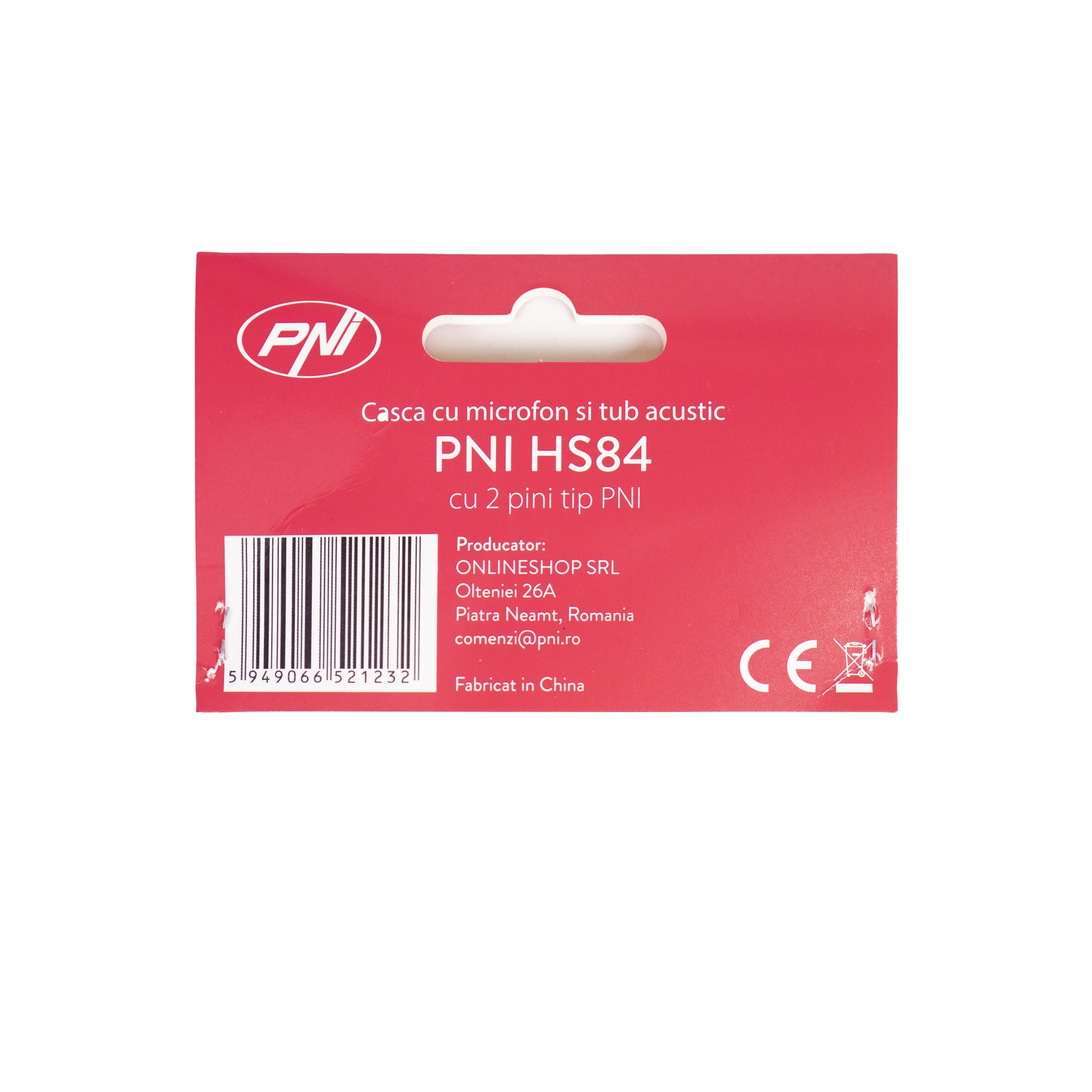 Casca cu microfon si tub acustic PNI HS84 cu 2 pini mufa PNI-K doar pentru PNI R10 si PNI R15