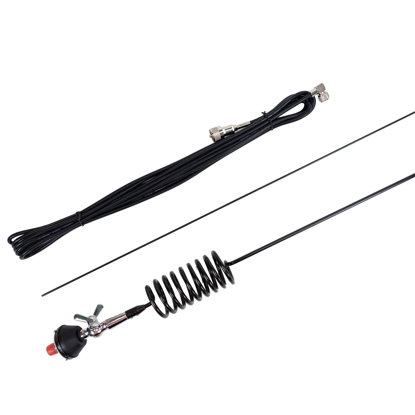 Kit Statie radio CB President BARRY II ASC AM/FM, Roger Beep, NB, ANL, Port USB, VOX, 12V/24V + Antena CB President WA 27 200 cm cu montura si cablu 4 m