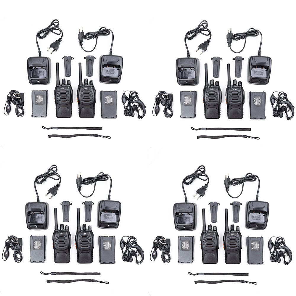 Kit 8 statii radio portabile PNI PMR R40 PRO acumulatori, incarcatoare si casti incluse